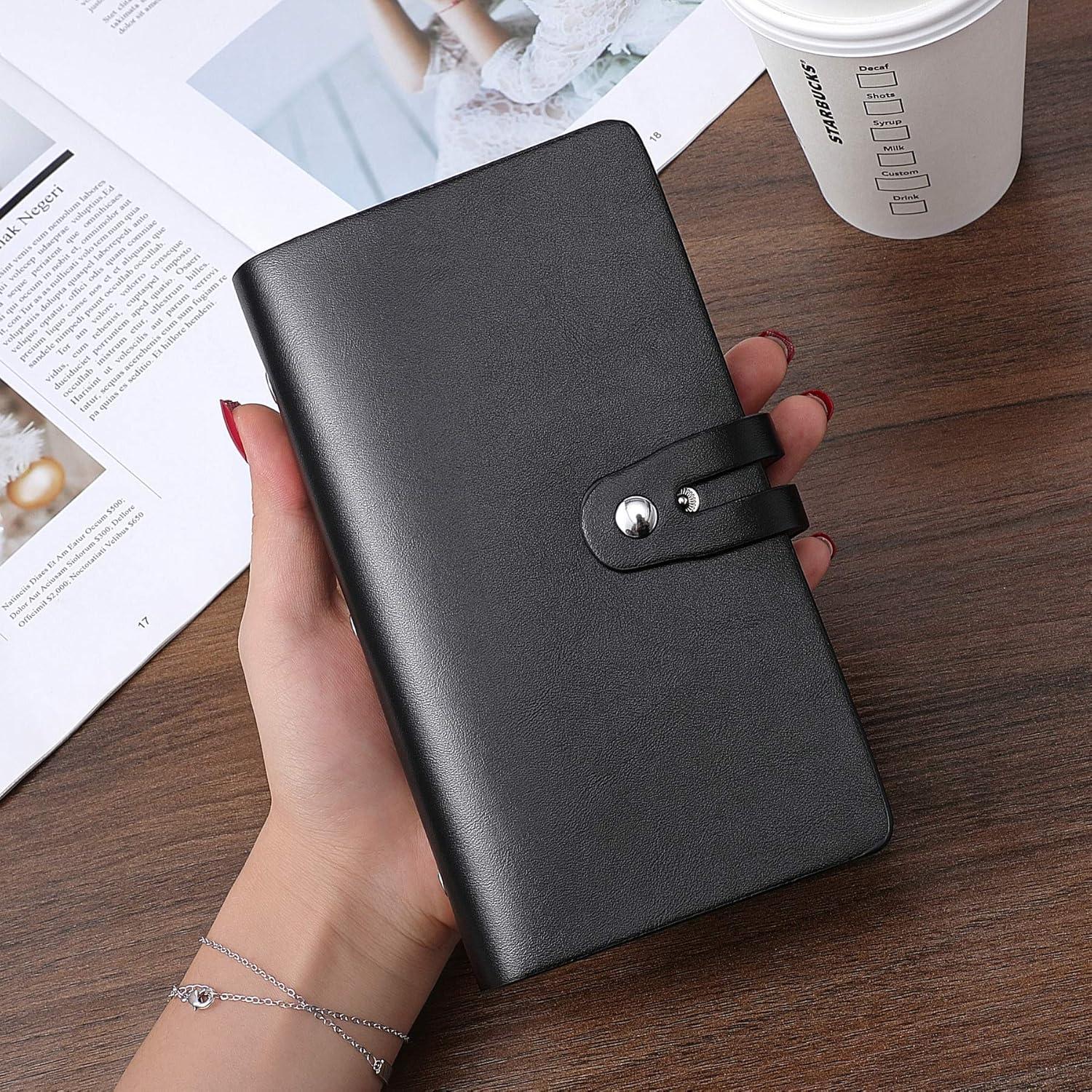 Portatarjetas RFID Romozi de Cuero Negro con 96 Ranuras