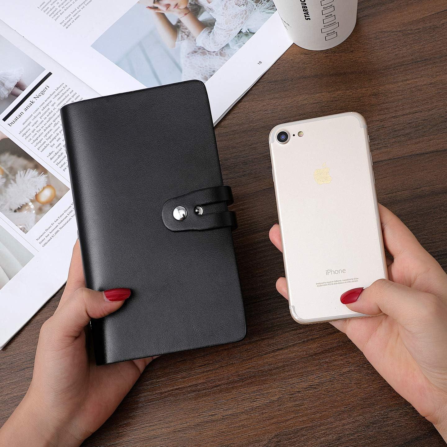 Portatarjetas RFID Romozi de Cuero Negro con 96 Ranuras