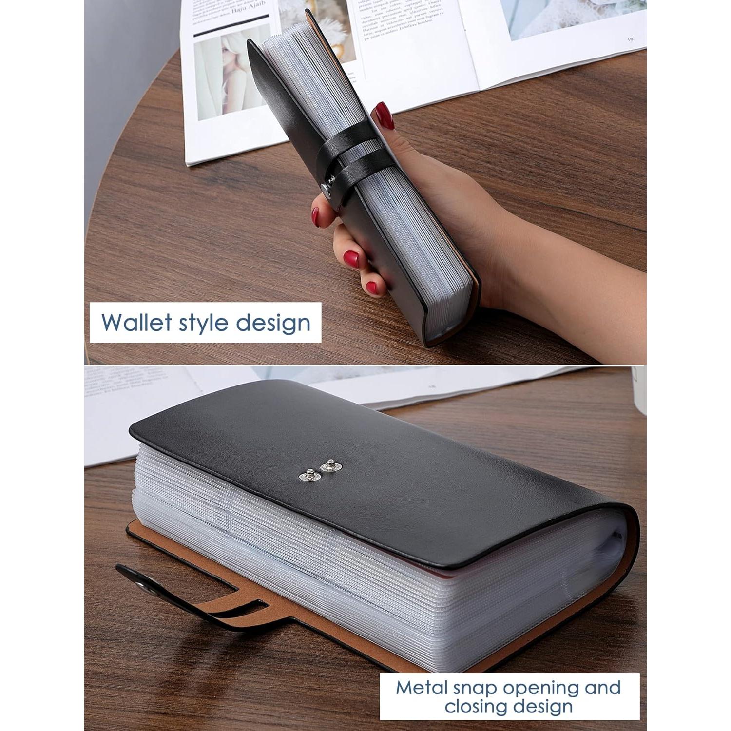 Portatarjetas RFID Romozi de Cuero Negro con 96 Ranuras