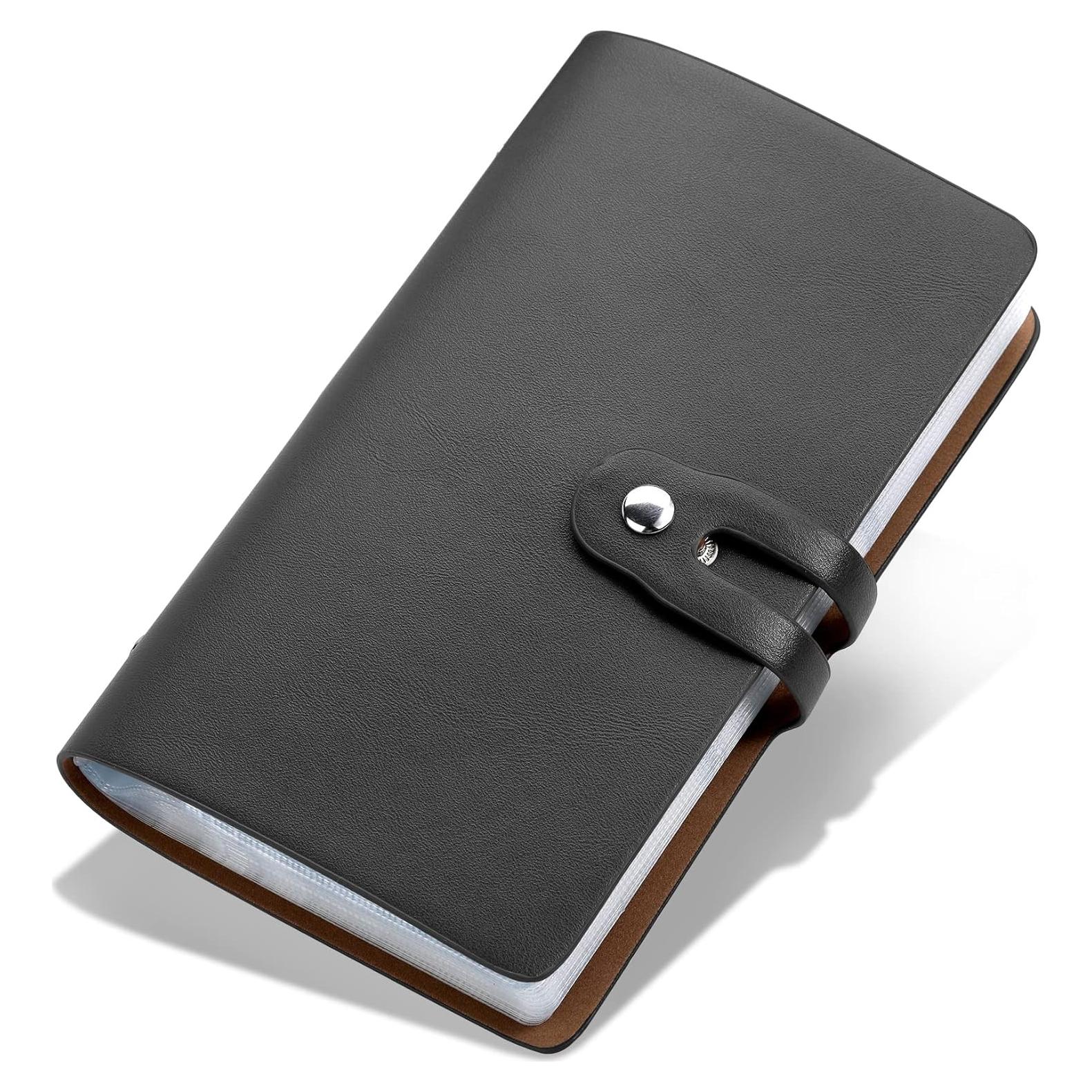 Organizador de Tarjetas de Negocios de Cuero PU Negro - 96 Slots