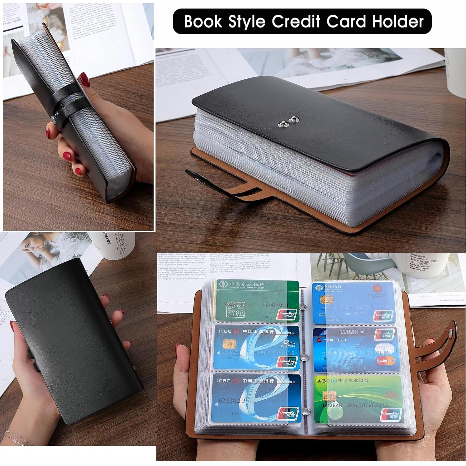 Organizador de Tarjetas de Negocios de Cuero PU Negro - 96 Slots