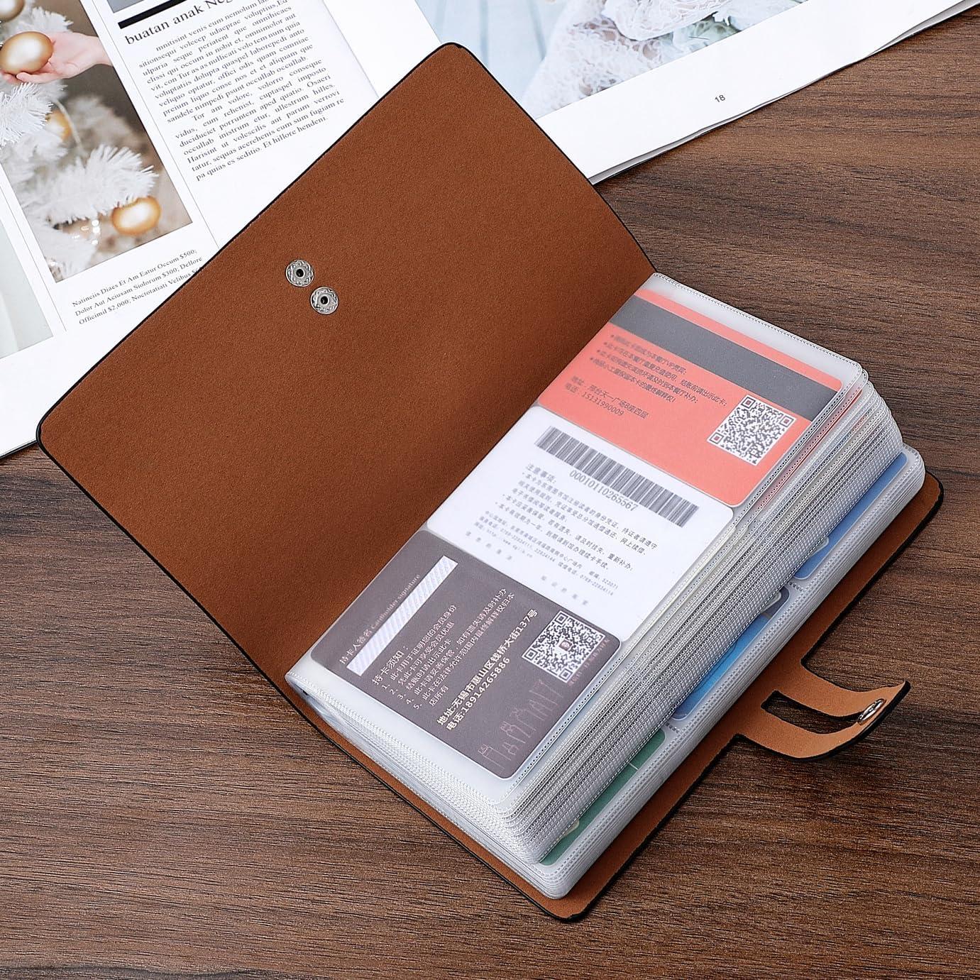 Organizador de Tarjetas de Negocios de Cuero PU Negro - 96 Slots