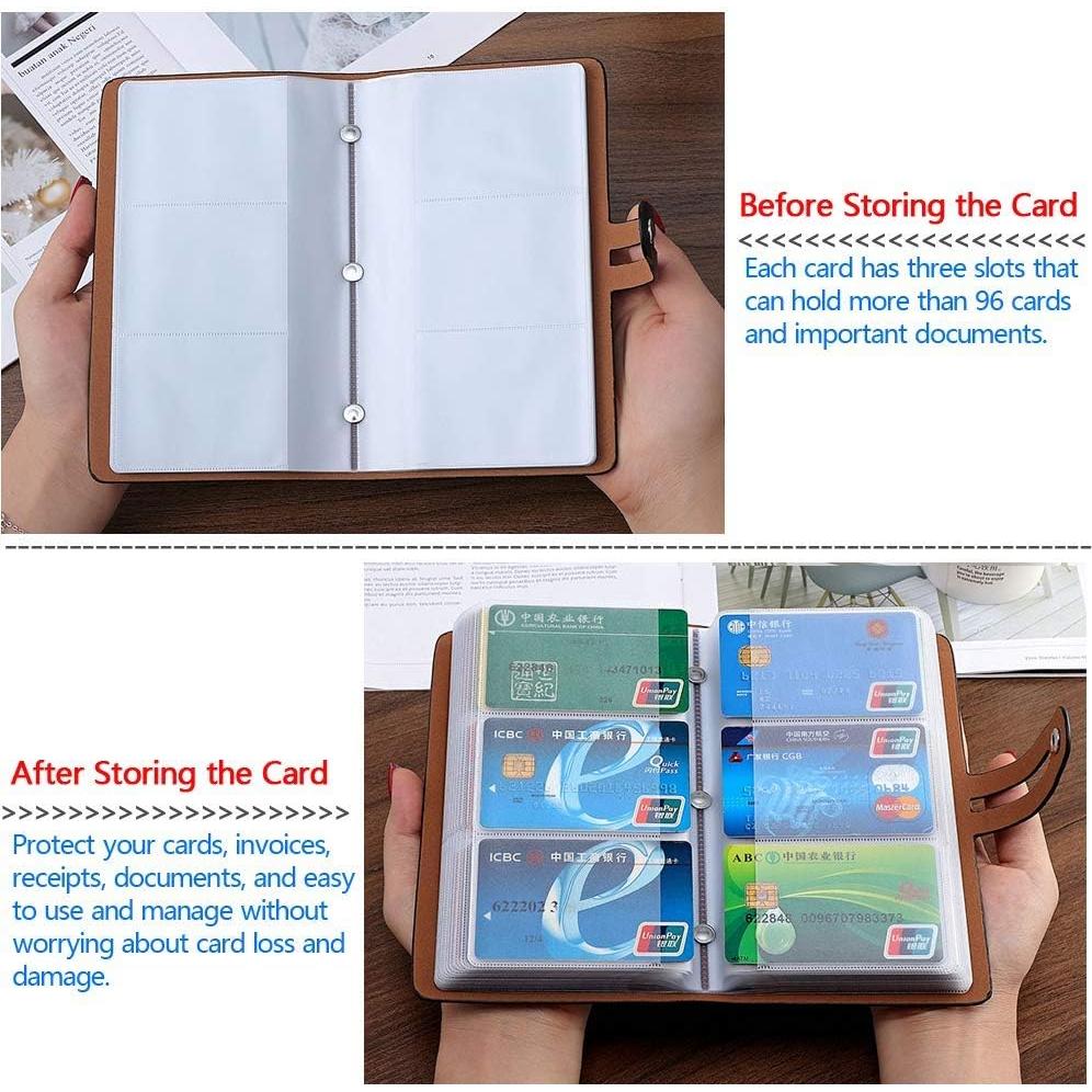 Organizador de Tarjetas de Negocios de Cuero PU Negro - 96 Slots