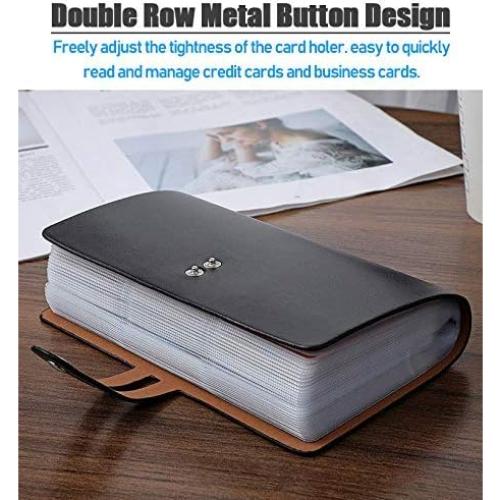 Organizador de Tarjetas de Negocios de Cuero PU Negro - 96 Slots