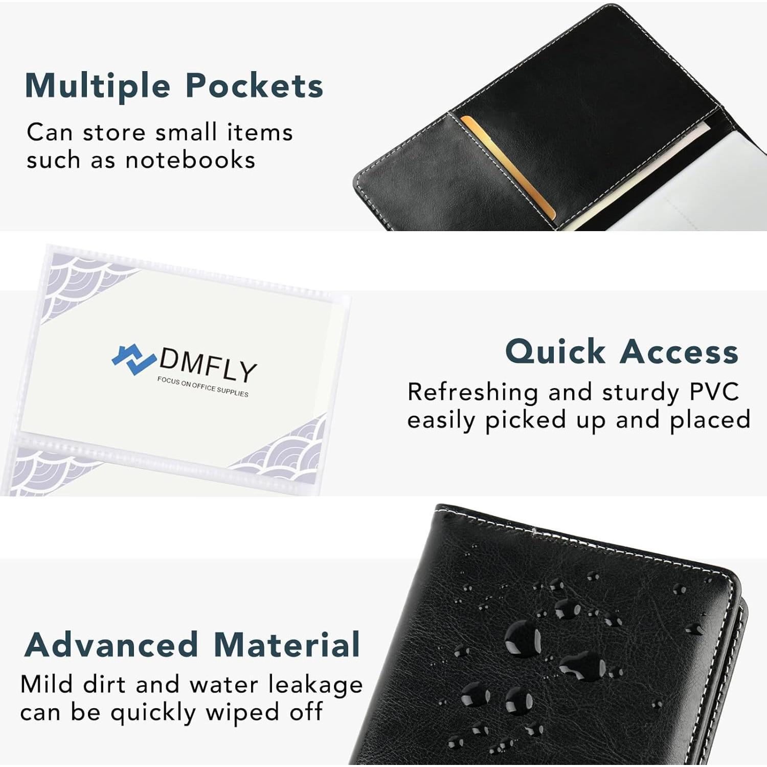 Organizador de Tarjetas de Visita DMFLY - Cuero PU Negro, 300 Tarjetas