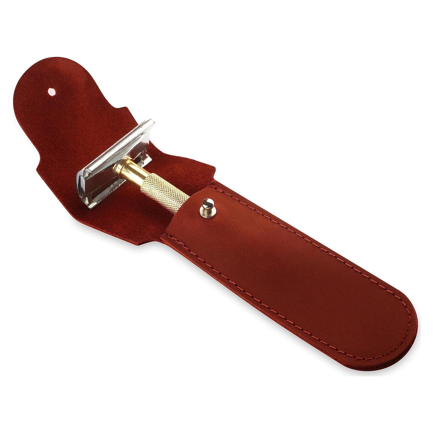 Funda de Cuero para Afeitadora Doble Filo - Cognac