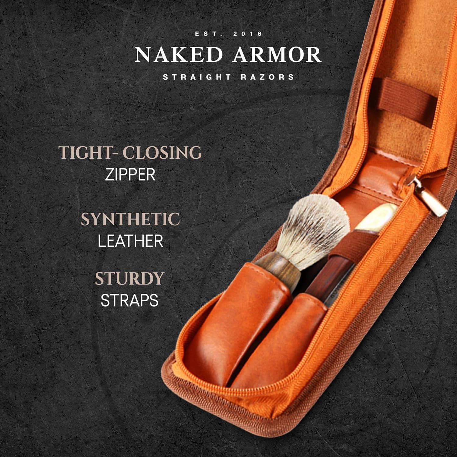 Estuche de Viaje Naked Armor para Navaja y Brocha Marrón
