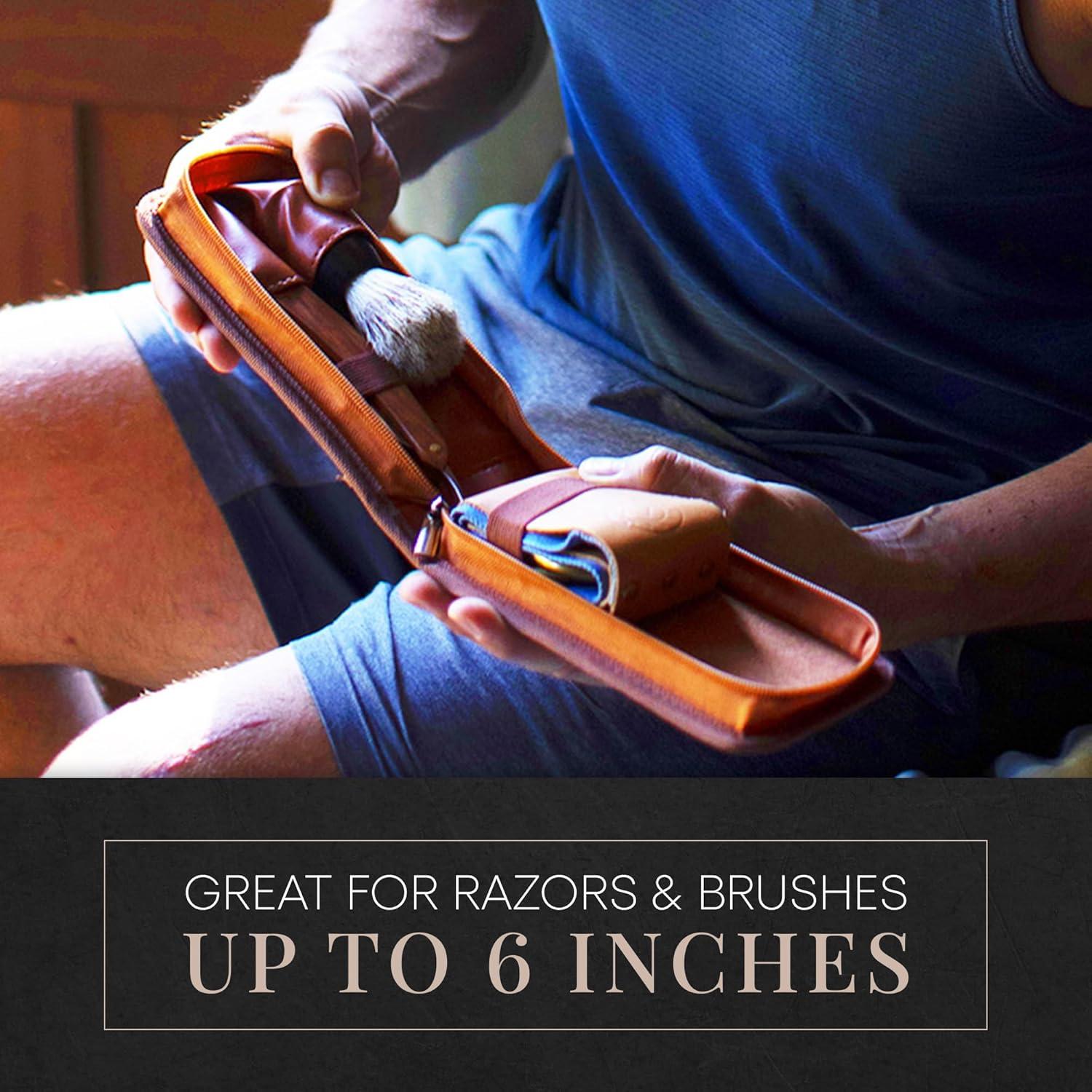 Estuche de Viaje Naked Armor para Navaja y Brocha Marrón