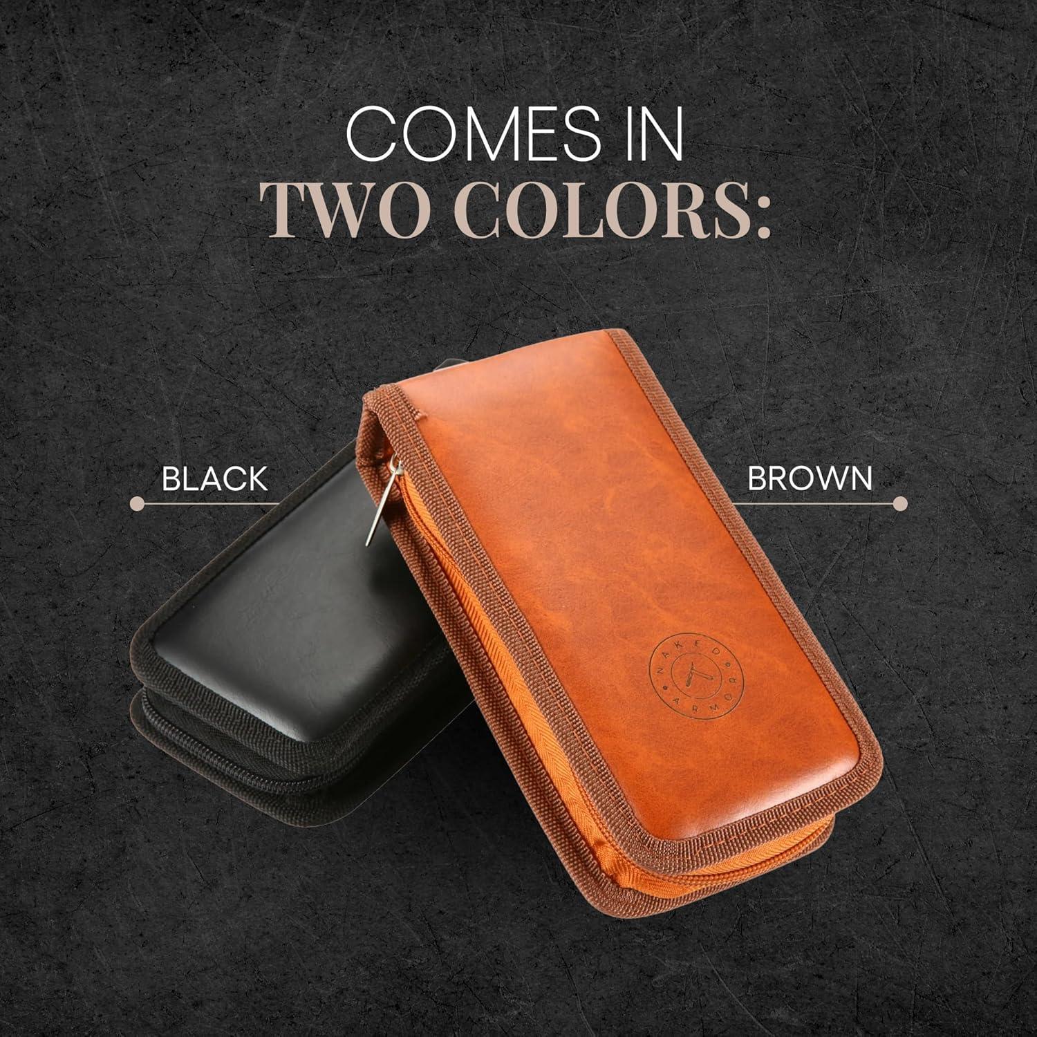 Estuche de Viaje Naked Armor para Navaja y Brocha Marrón