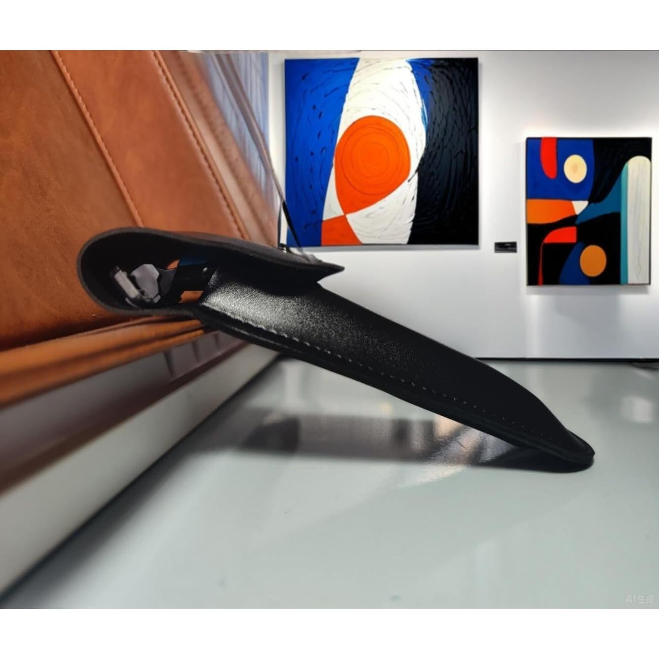 Funda de cuero negro para maquinilla de afeitar de doble filo