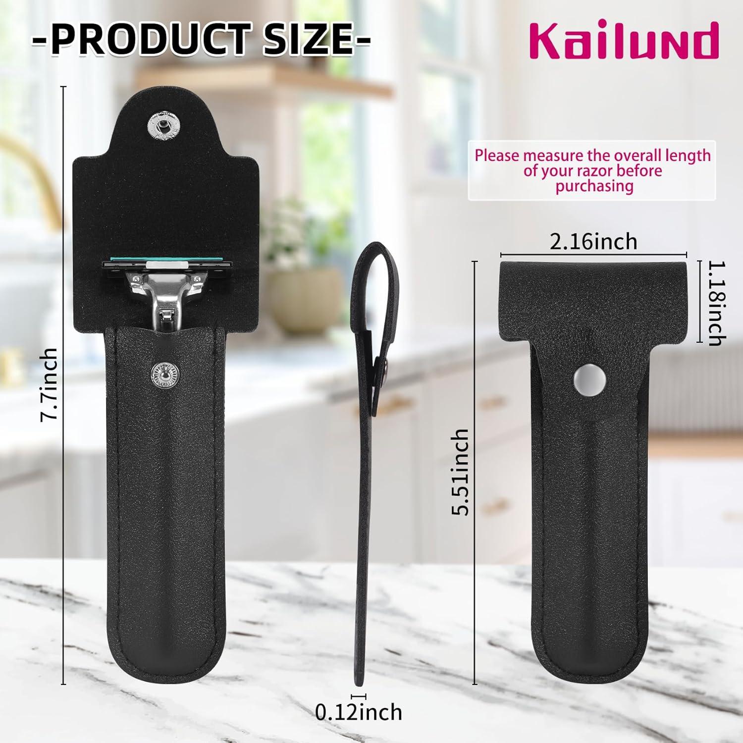 Funda de Afeitar de Viaje Kailund de PU Negra 14 x 5.5 cm