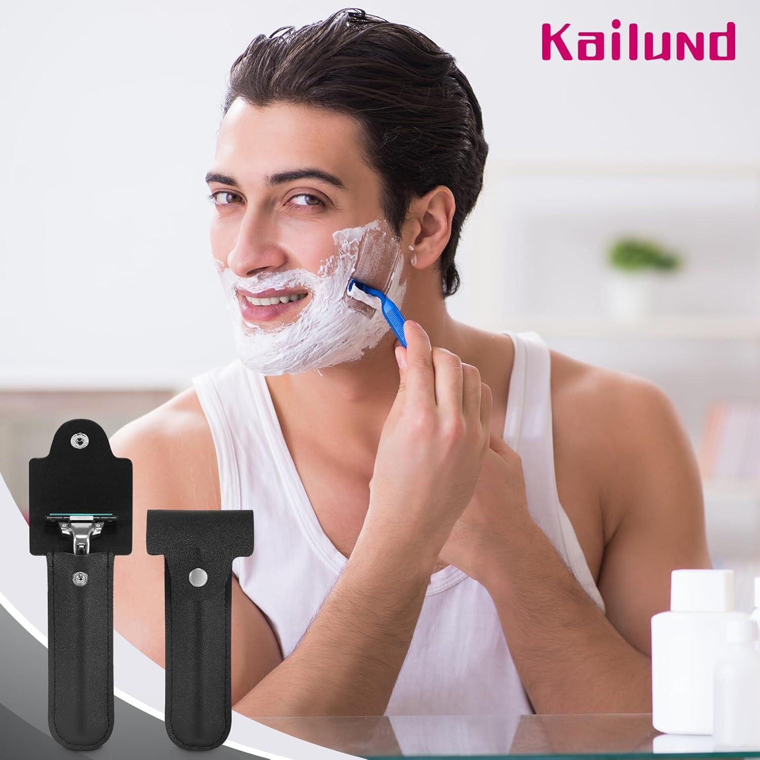 Funda de Afeitar de Viaje Kailund de PU Negra 14 x 5.5 cm