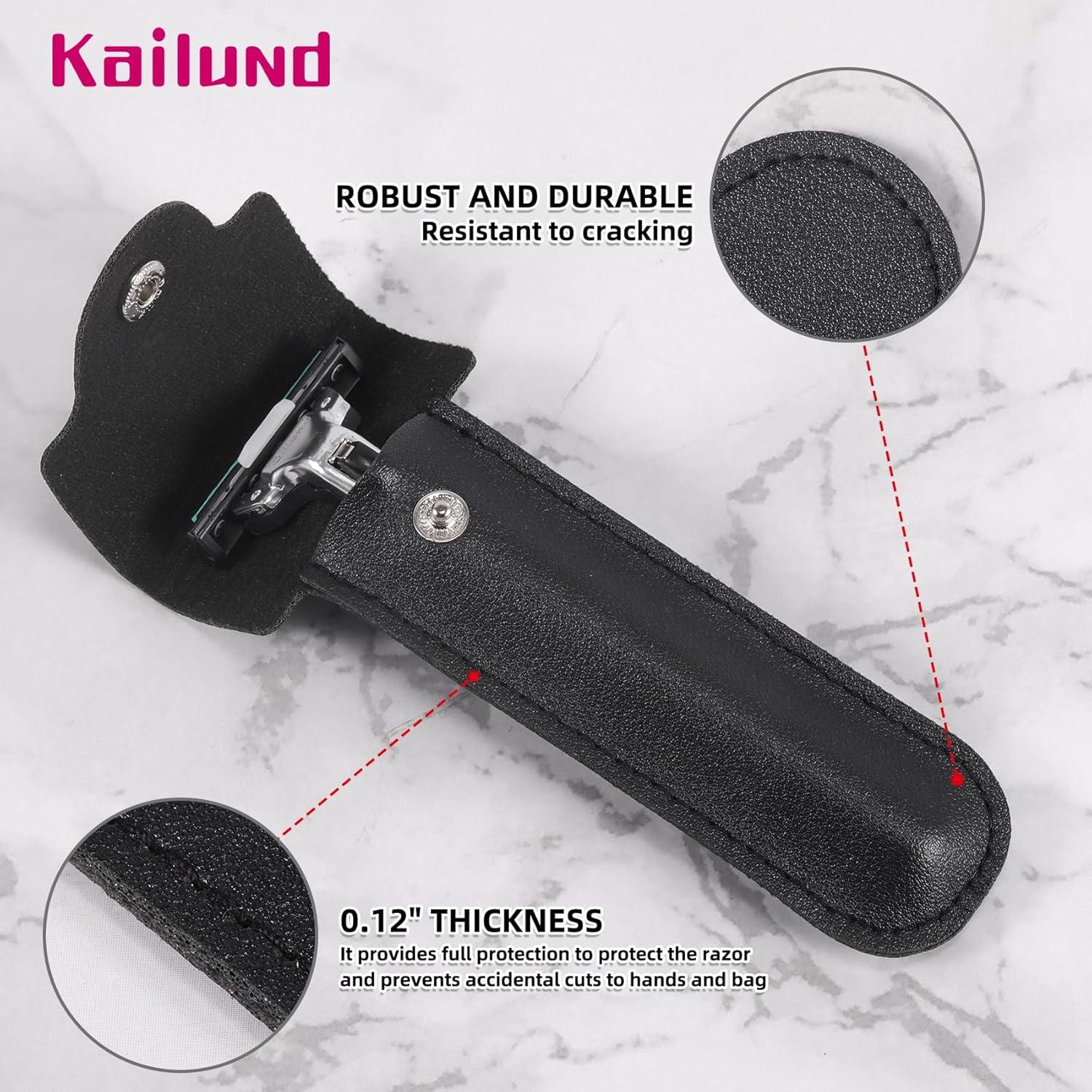 Funda de Afeitar de Viaje Kailund de PU Negra 14 x 5.5 cm