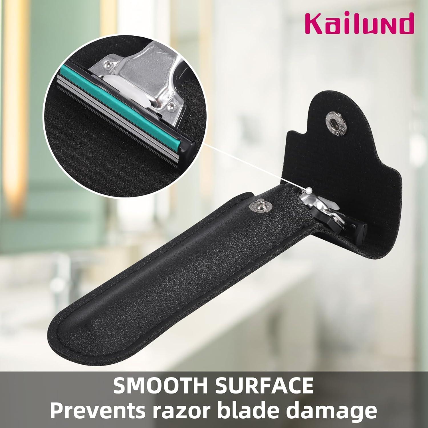 Funda de Afeitar de Viaje Kailund de PU Negra 14 x 5.5 cm