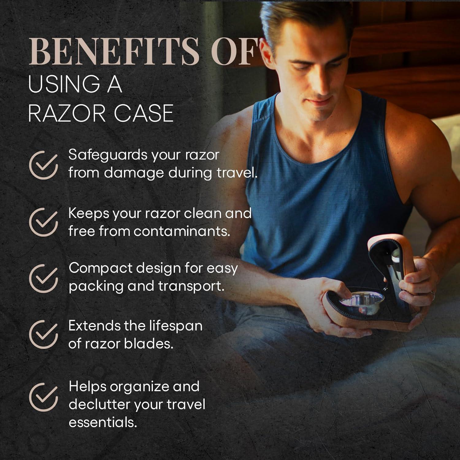 Estuche de viaje de cuero Naked Armor para maquinilla de afeitar