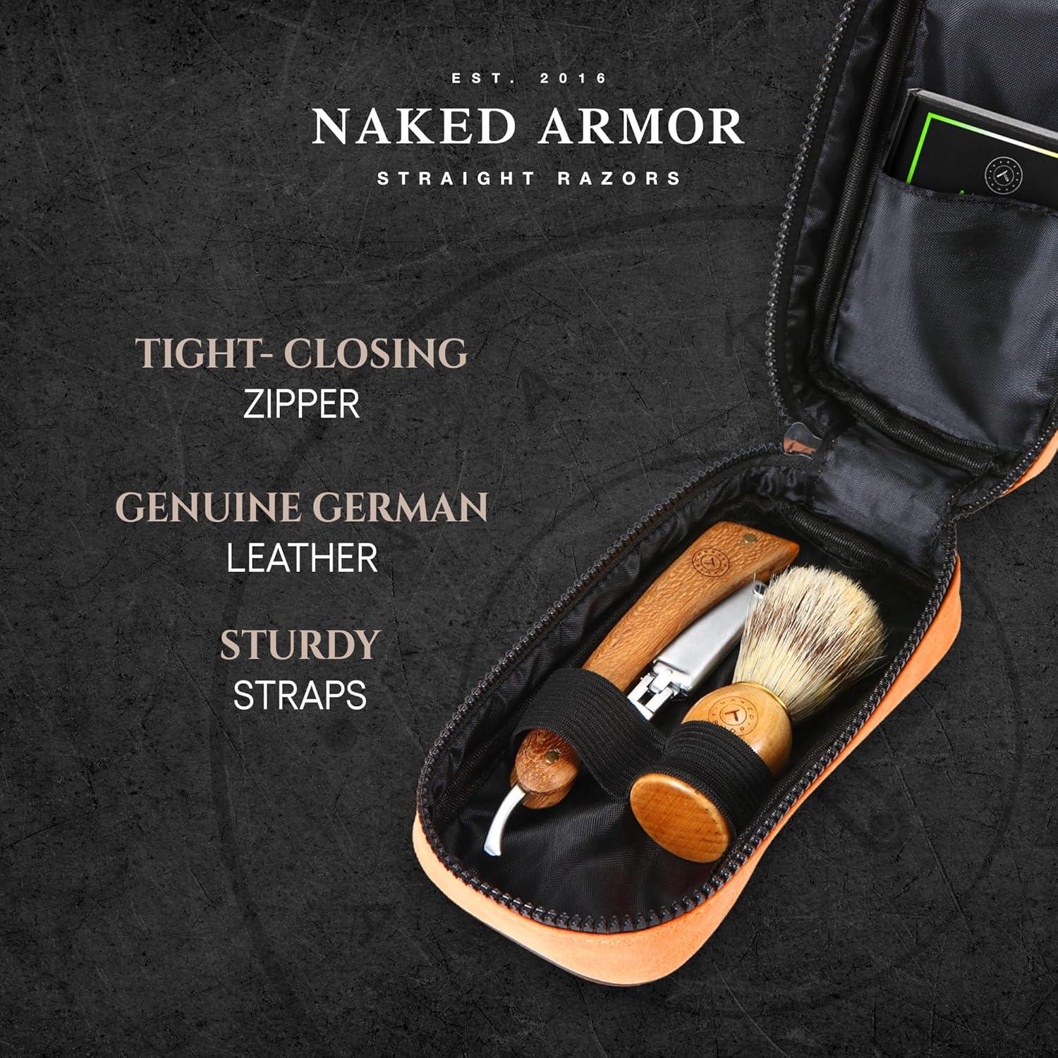 Estuche de viaje de cuero Naked Armor para maquinilla de afeitar
