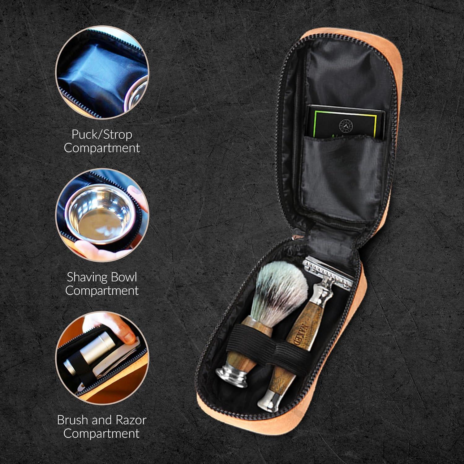 Estuche de viaje de cuero Naked Armor para maquinilla de afeitar