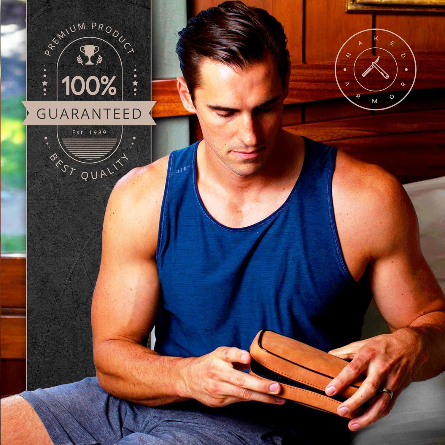 Estuche de viaje de cuero Naked Armor para maquinilla de afeitar