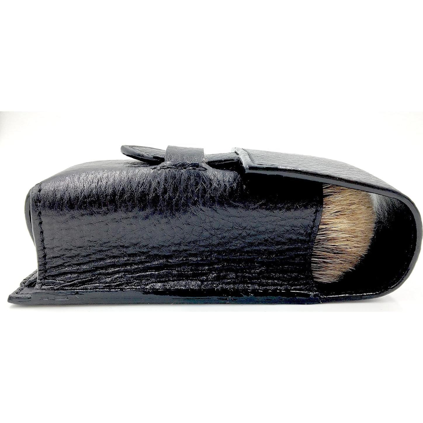 Estuche de Brocha de Afeitar Parker - Cuero Genuino Negro