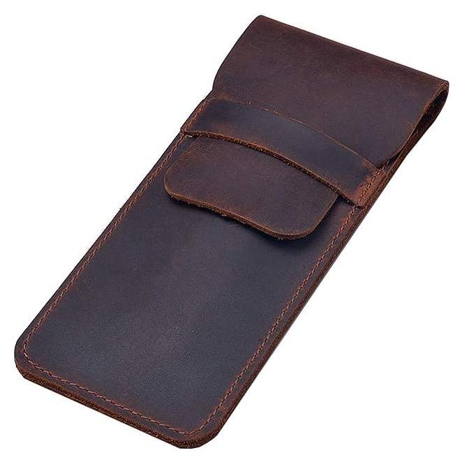 Funda de bolígrafo de cuero Daimay Crazy Horse - Marrón oscuro
