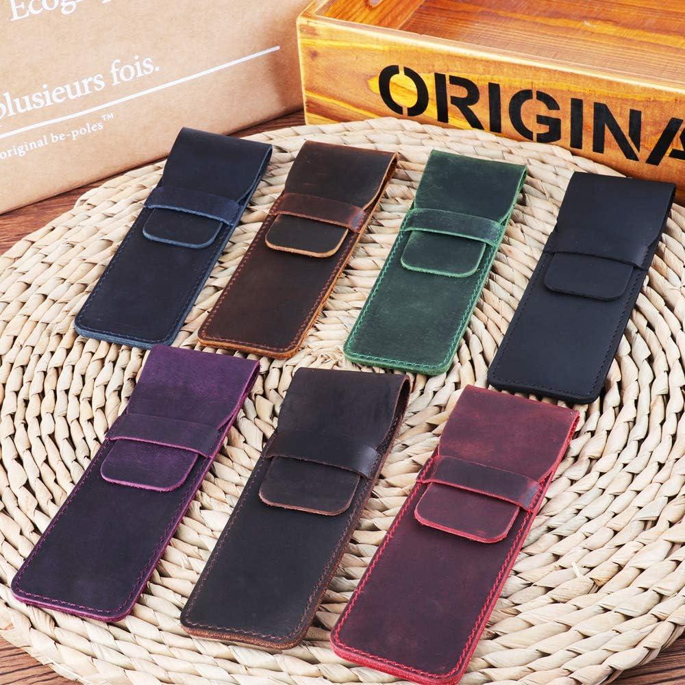 Funda de bolígrafo de cuero Daimay Crazy Horse - Marrón oscuro