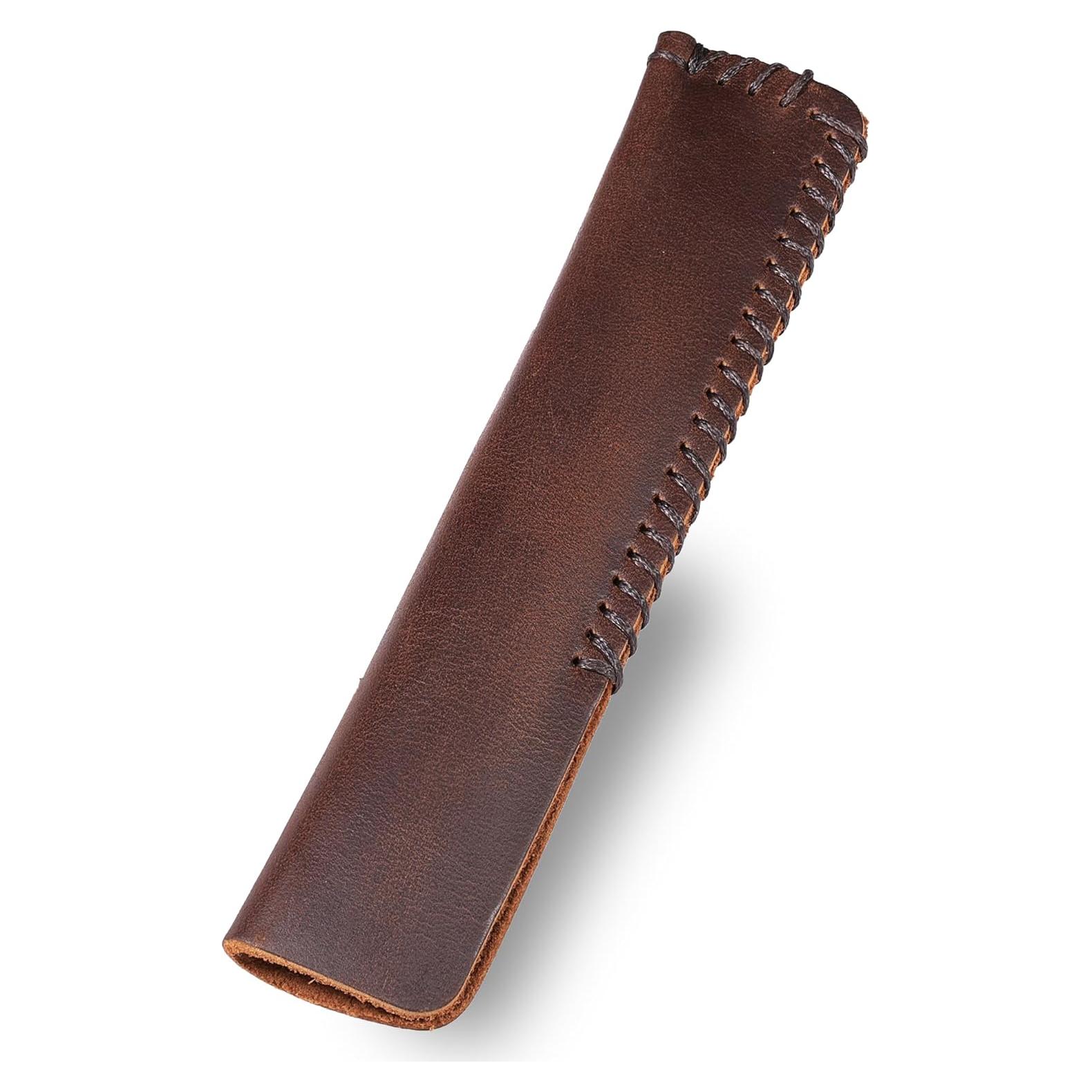 Funda de cuero genuino DK86 para pluma fuente vintage café