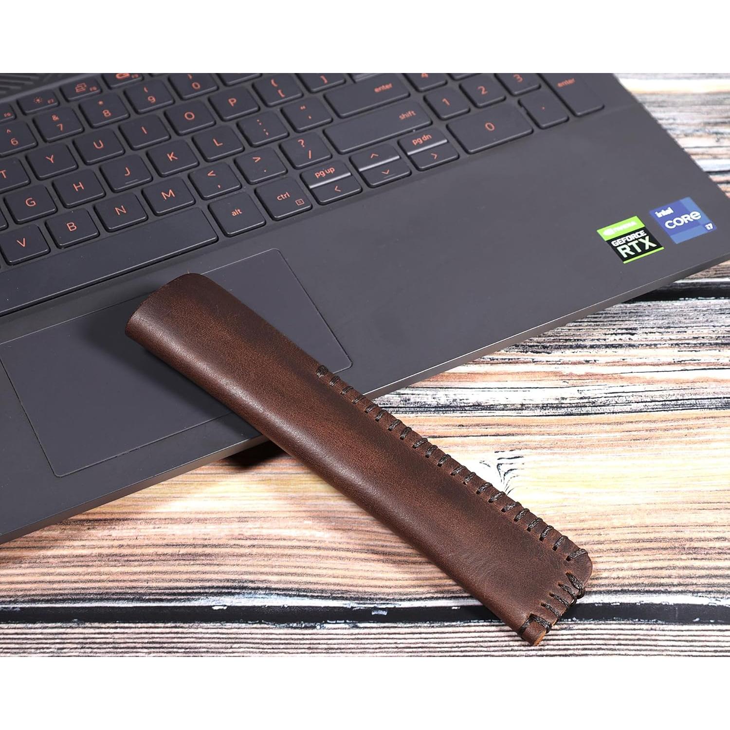 Funda de cuero genuino DK86 para pluma fuente vintage café