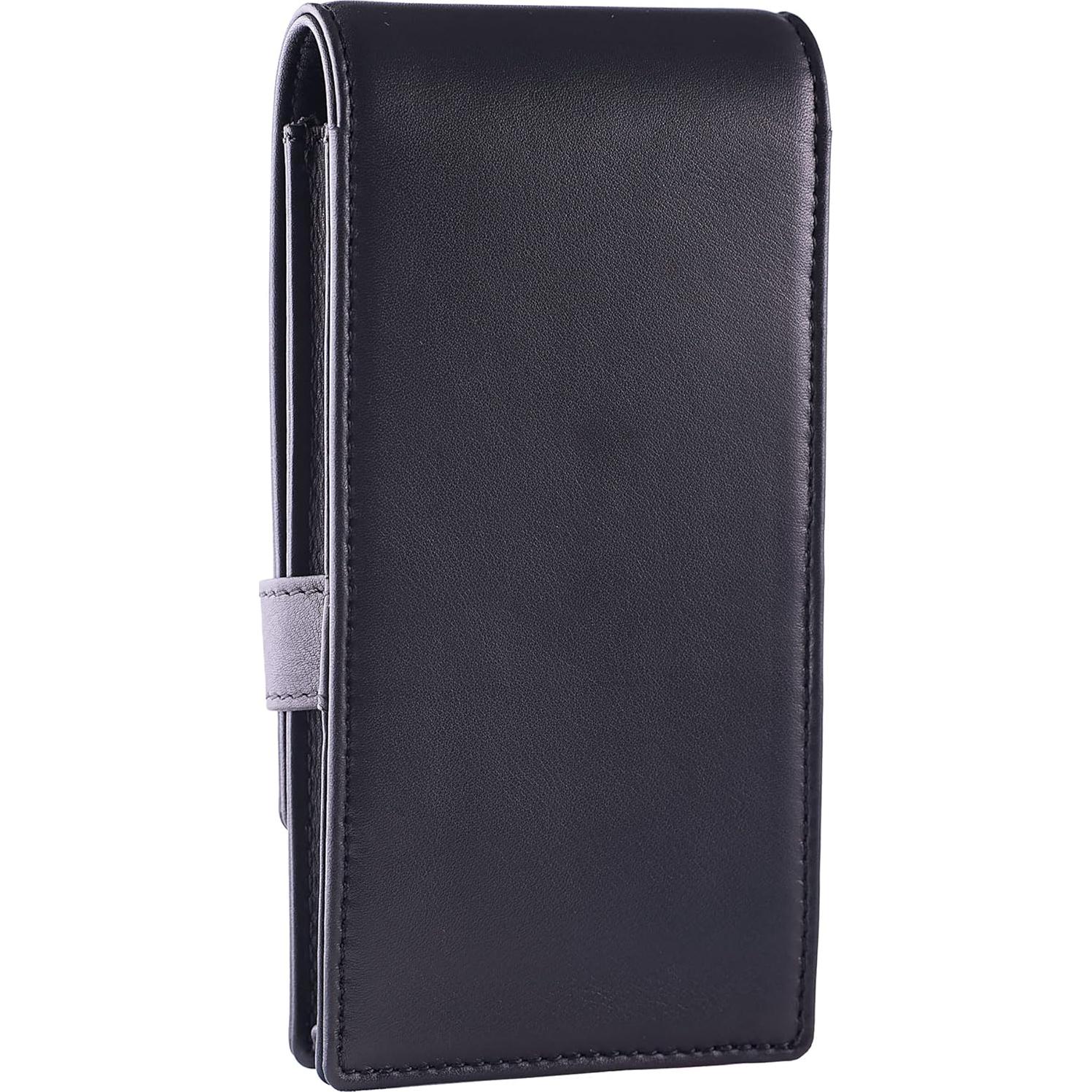Estuche de Cuero DiLoro Negro para 4 Plumas y Lápices