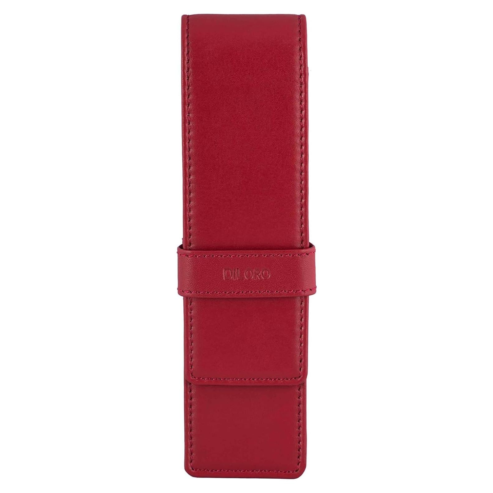 Estuche de Cuero DiLoro Doble para Plumas Rojo 150mm