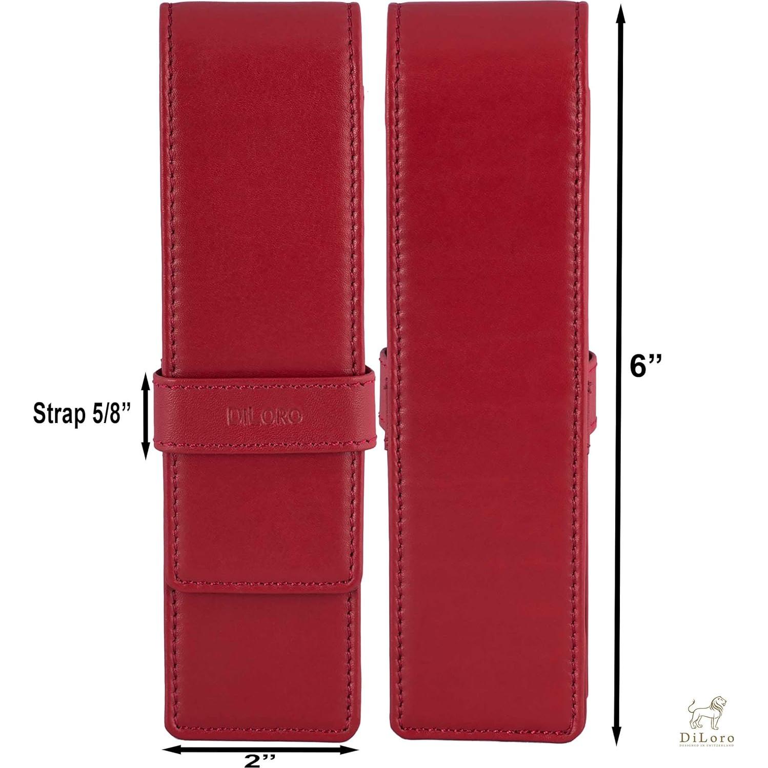 Estuche de Cuero DiLoro Doble para Plumas Rojo 150mm