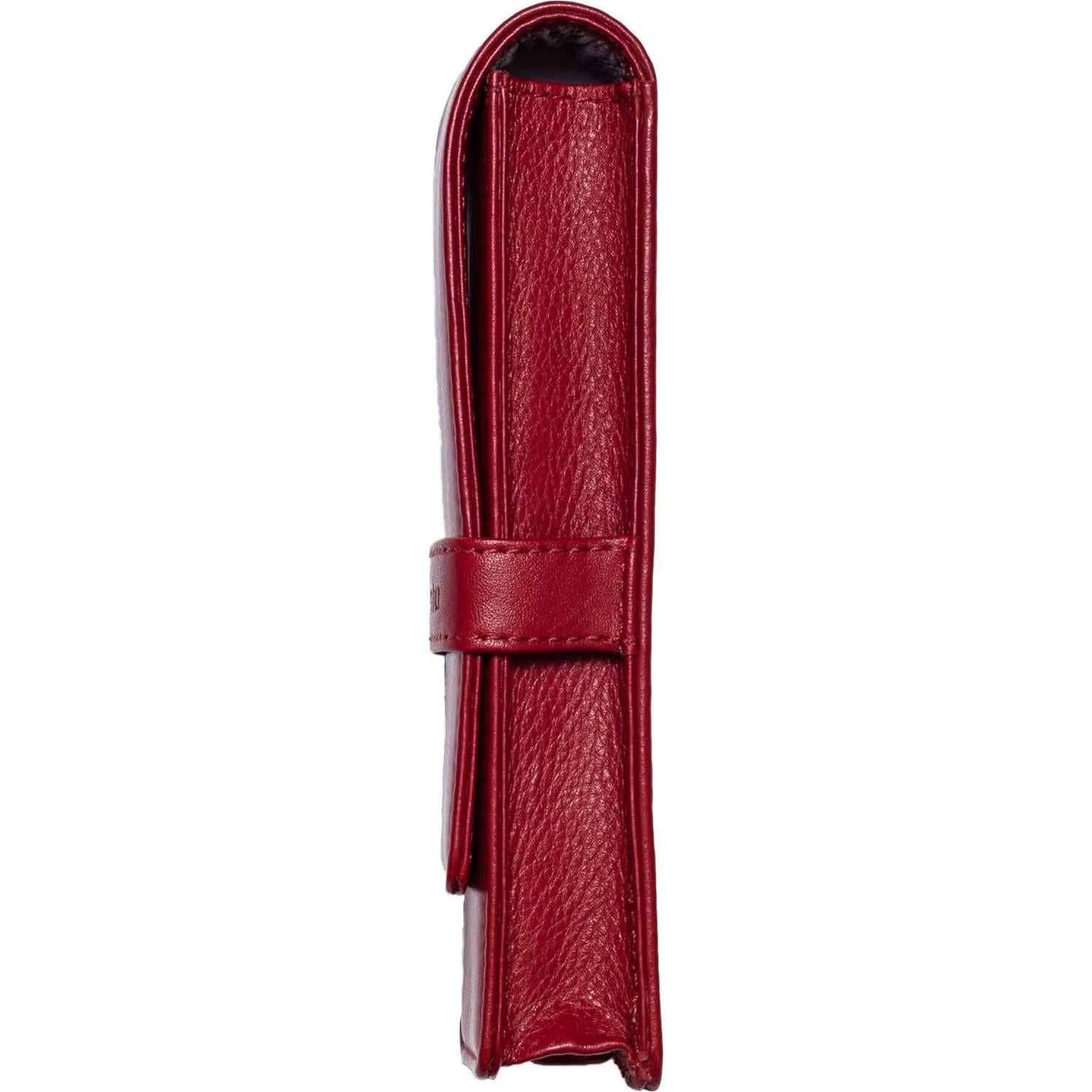 Estuche de Cuero DiLoro Doble para Plumas Rojo 150mm