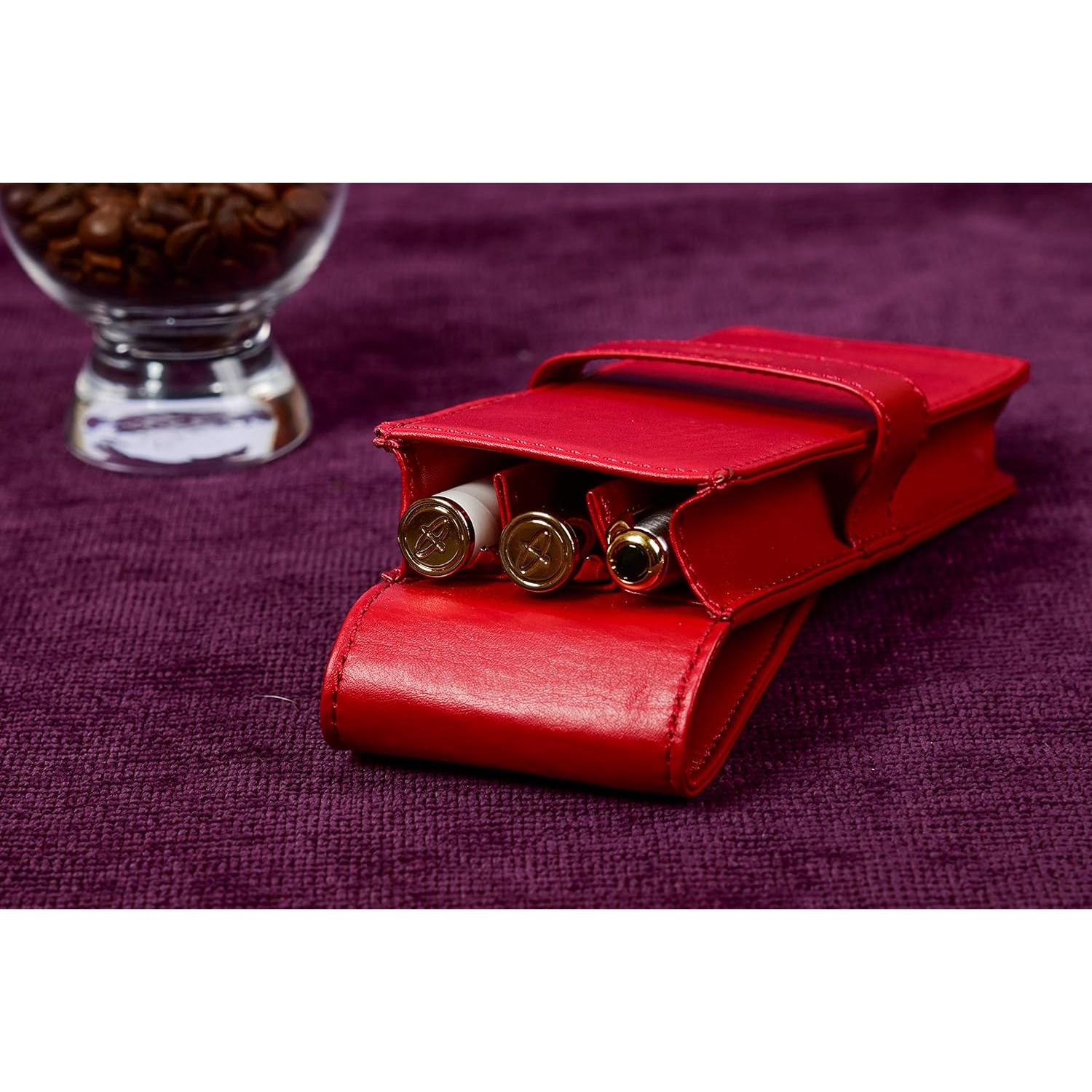 Estuche de Cuero DiLoro Doble para Plumas Rojo 150mm