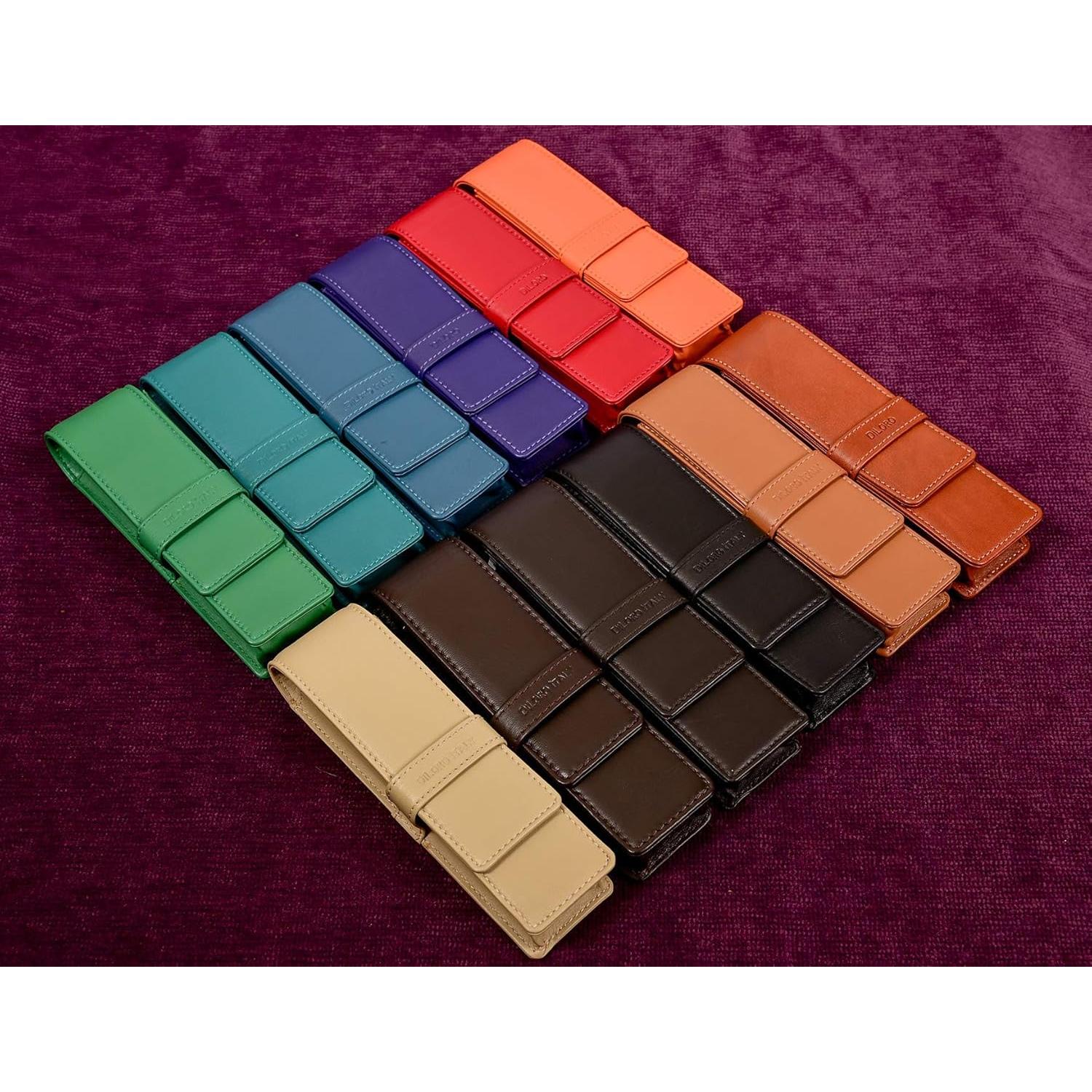 Estuche de Cuero DiLoro Doble para Plumas Rojo 150mm