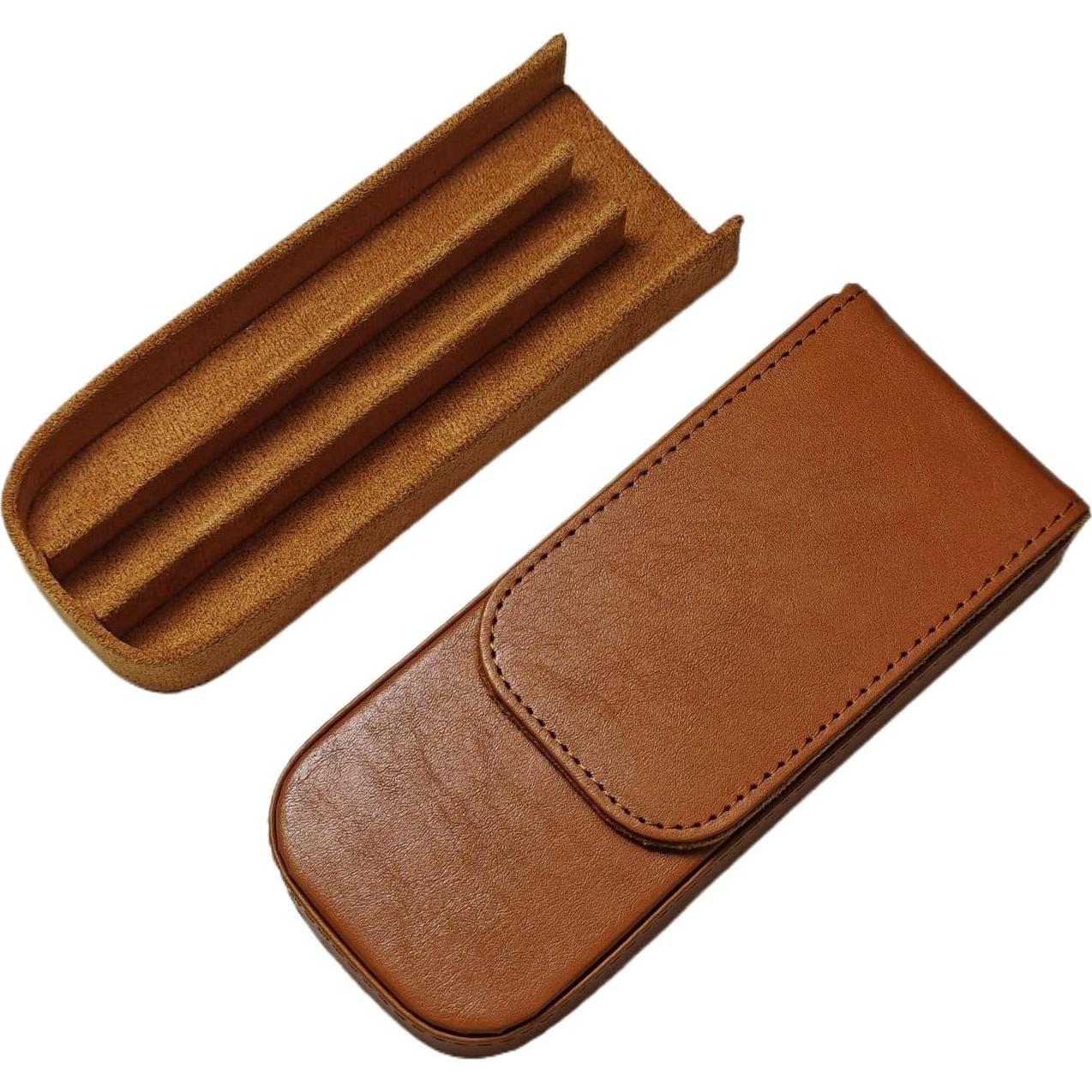 Estuche de Pluma Fuente de Cuero Amarillo 3 Ranuras LPUC-3-FC