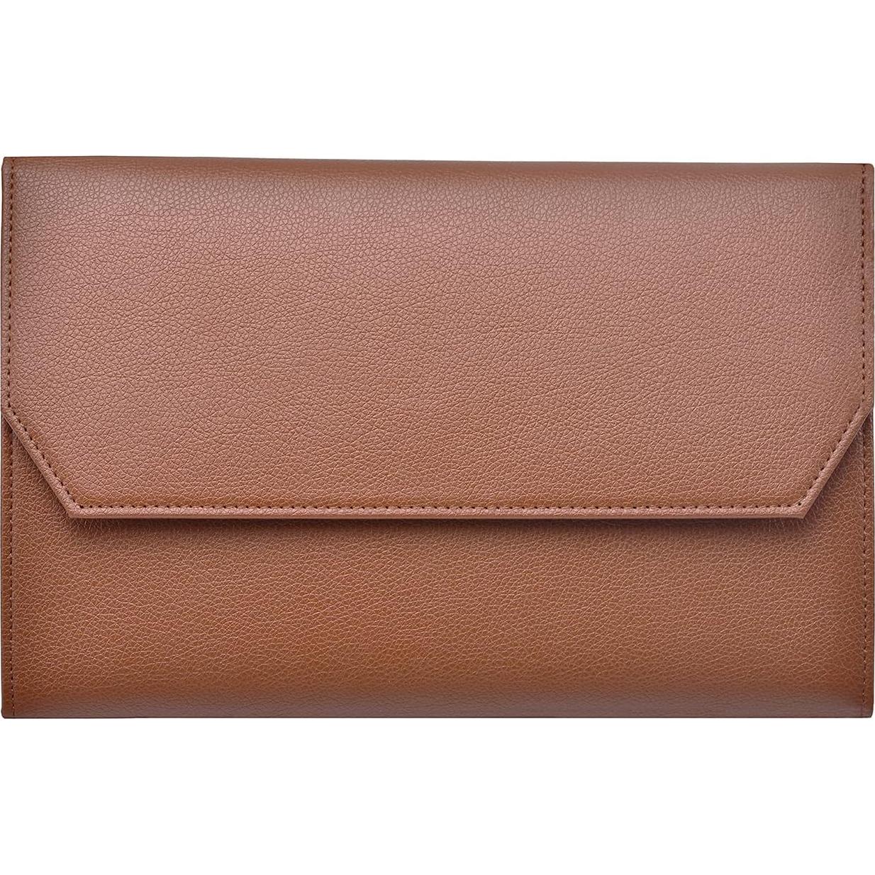 Estuche para Plumas Lanxivi Café 12 Compartimentos Cuero PU