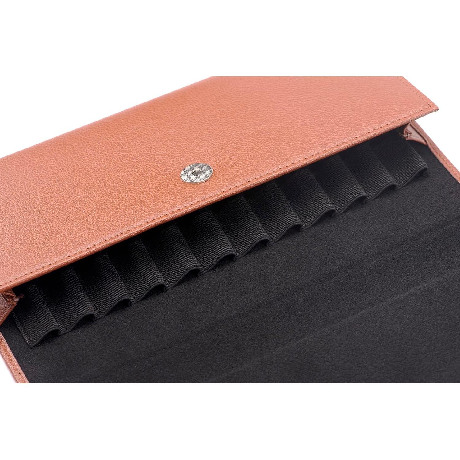 Estuche para Plumas Lanxivi Café 12 Compartimentos Cuero PU