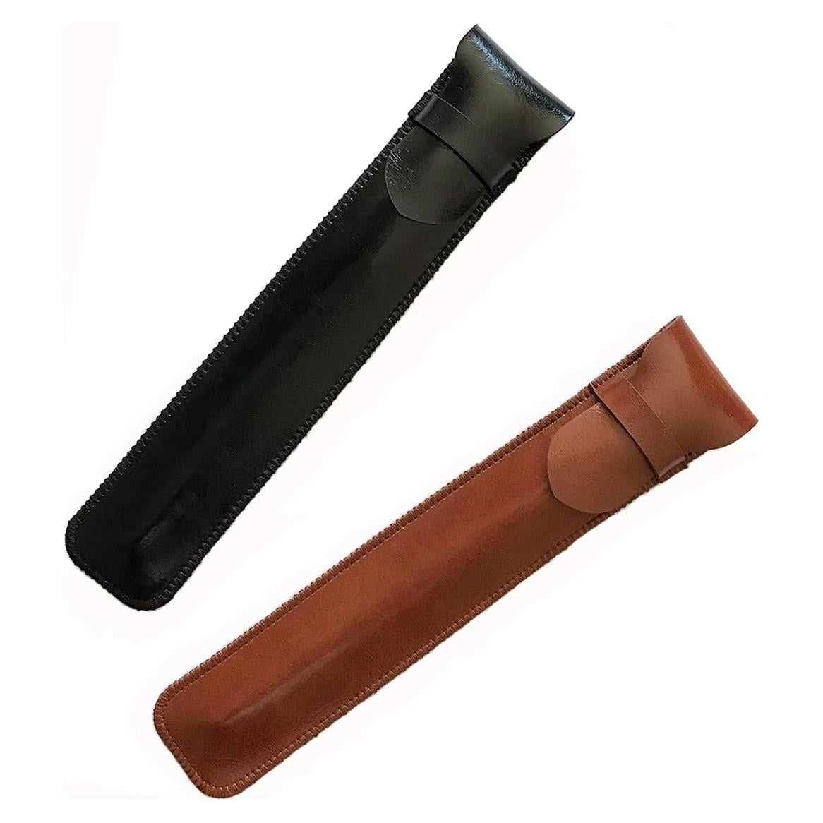 Funda de Cuero Suave Daimay para Bolígrafos y Lápices - Negro y Marrón
