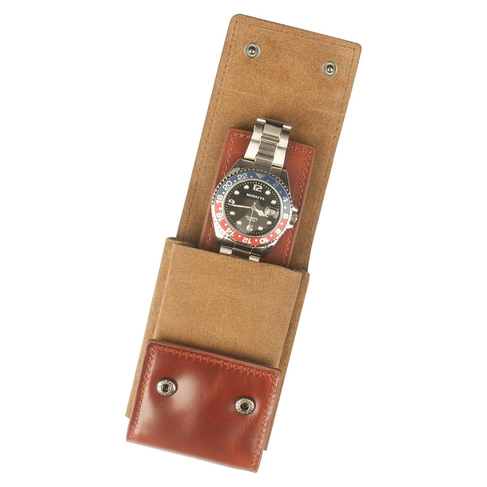 Funda de Reloj de Cuero KOSMCCO Marrón Portátil Vintage