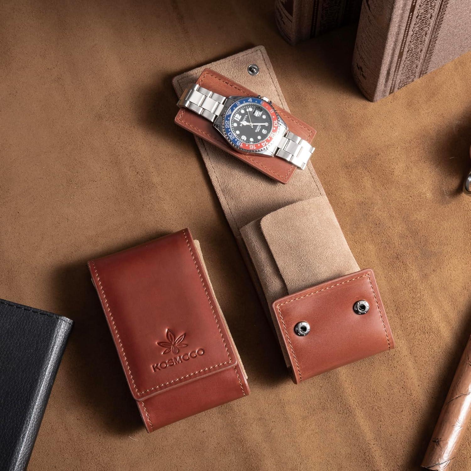 Funda de Reloj de Cuero KOSMCCO Marrón Portátil Vintage