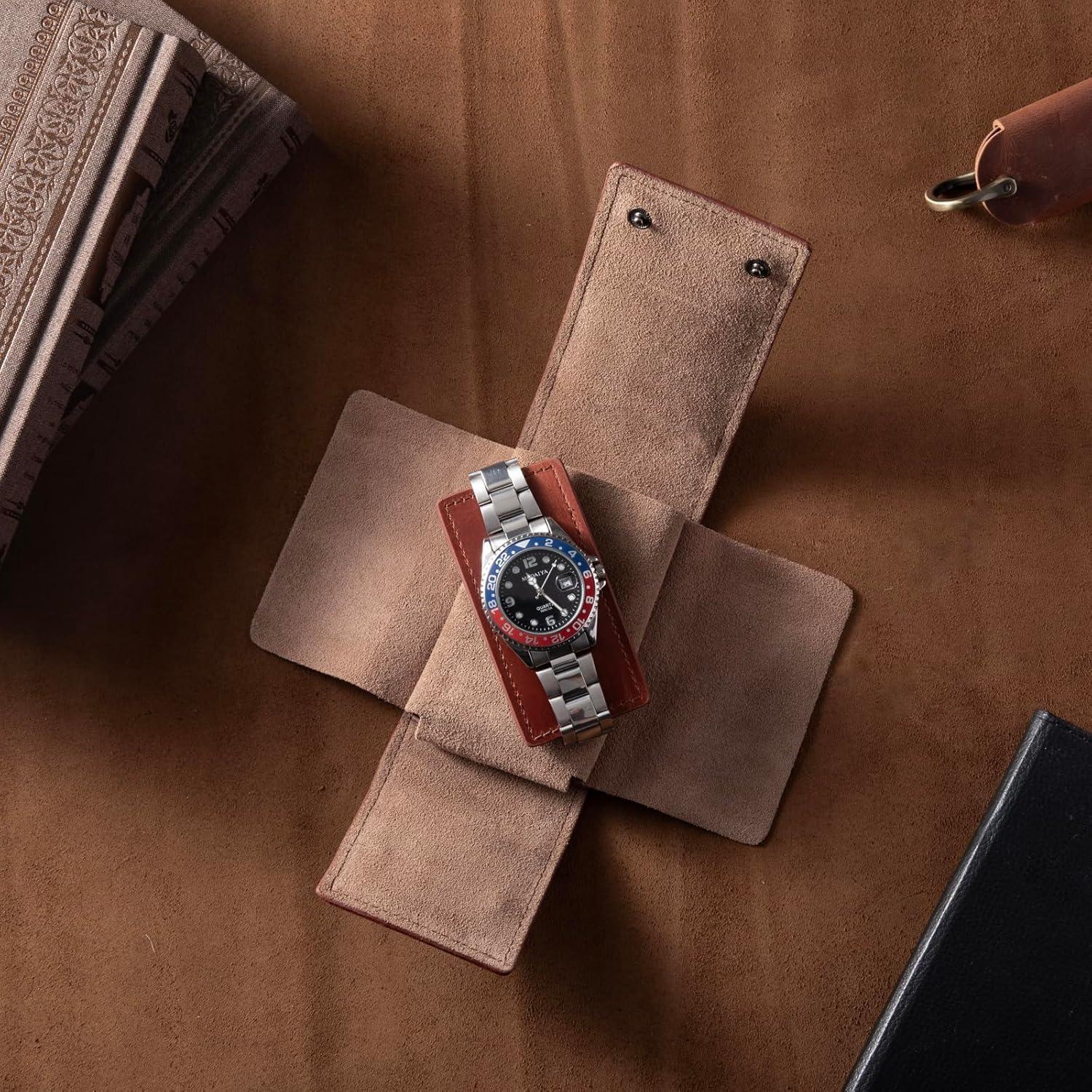 Funda de Reloj de Cuero KOSMCCO Marrón Portátil Vintage