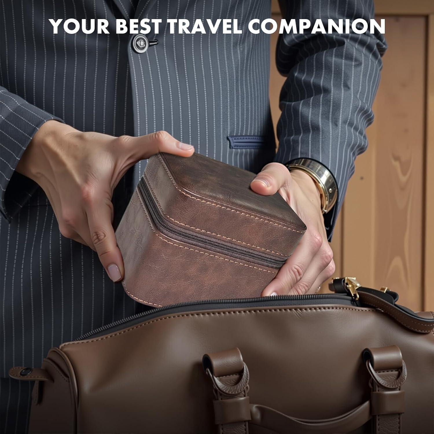 Estuche de Viaje para Relojes EverWinSR Marrón 2 Compartimentos