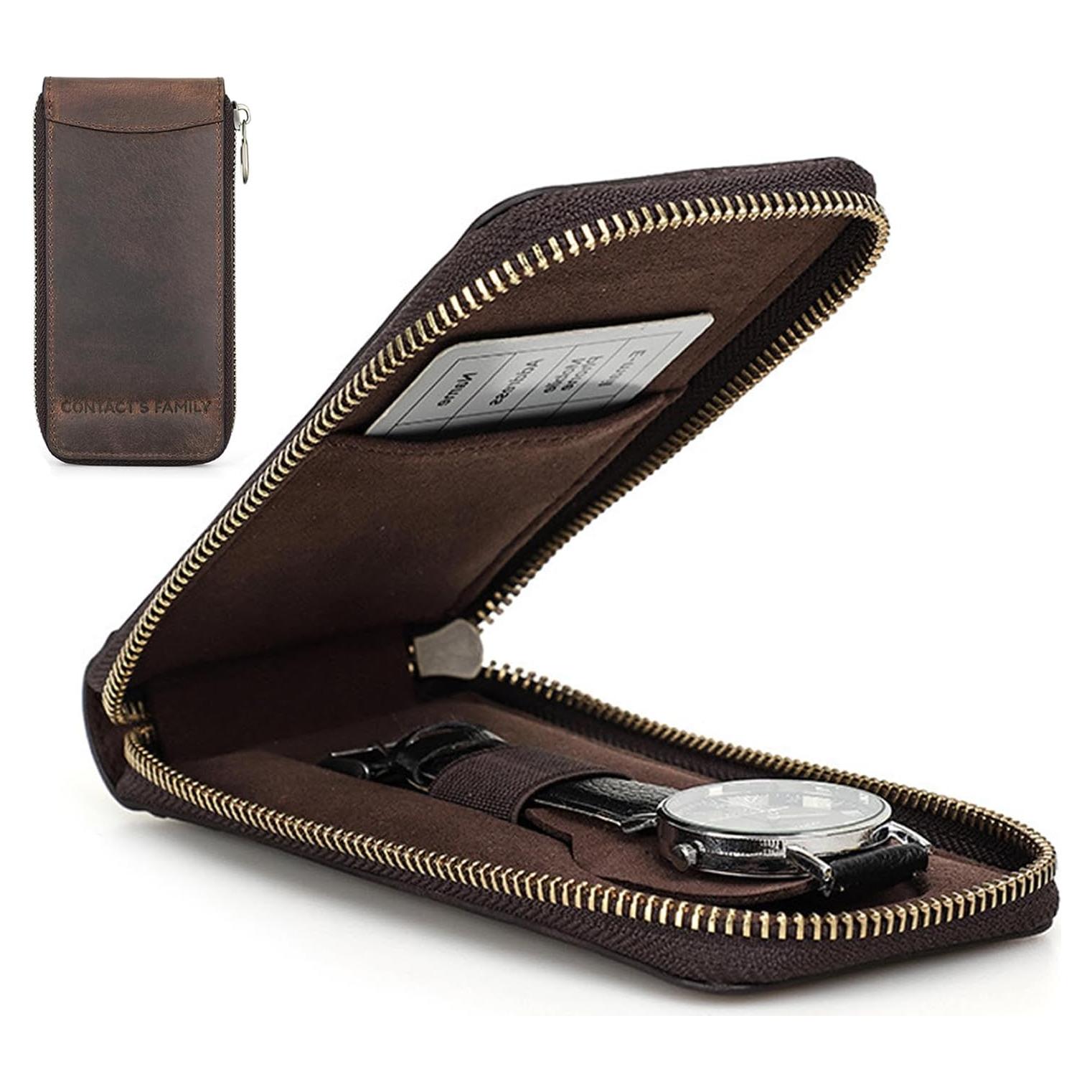 Estuche de Viaje para Reloj Acidea de Cuero Genuino 16.5cm