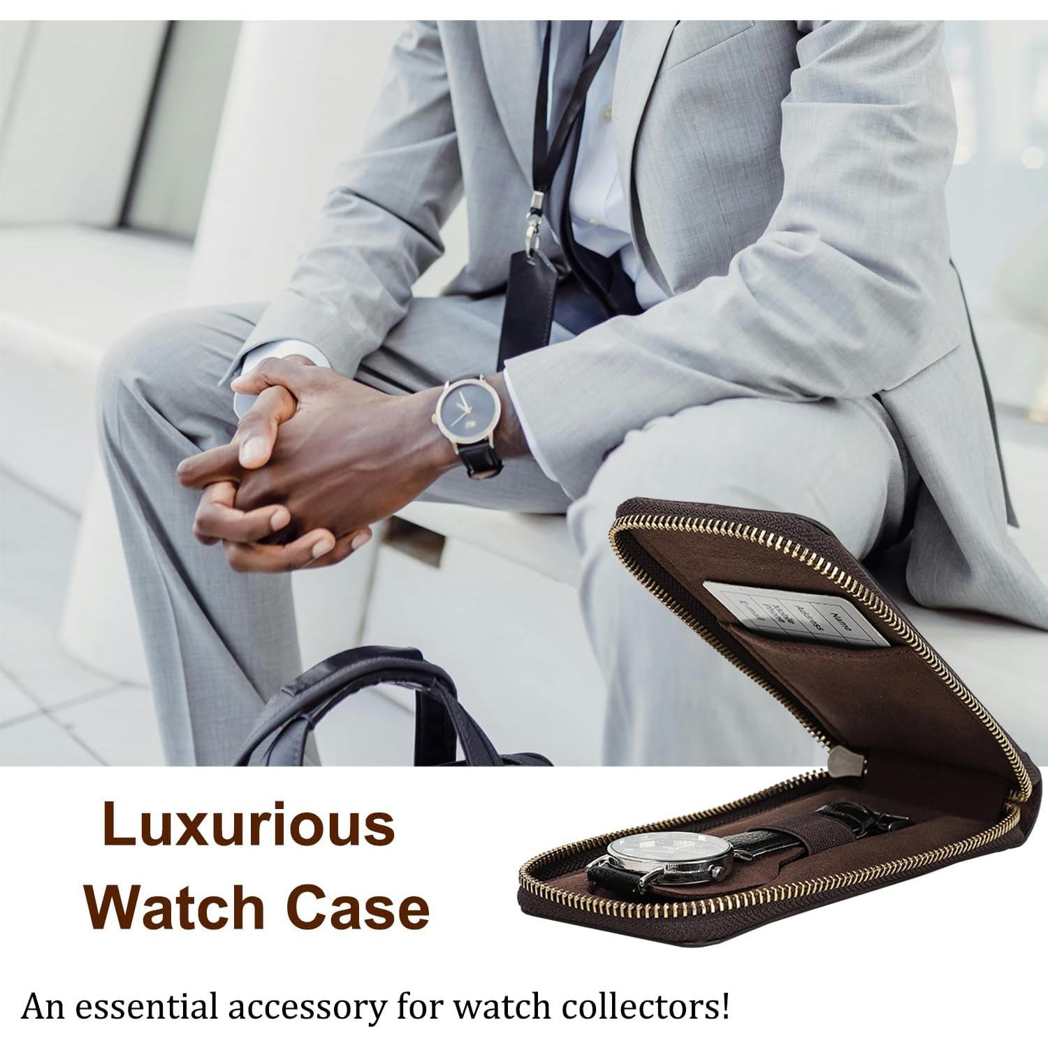 Estuche de Viaje para Reloj Acidea de Cuero Genuino 16.5cm