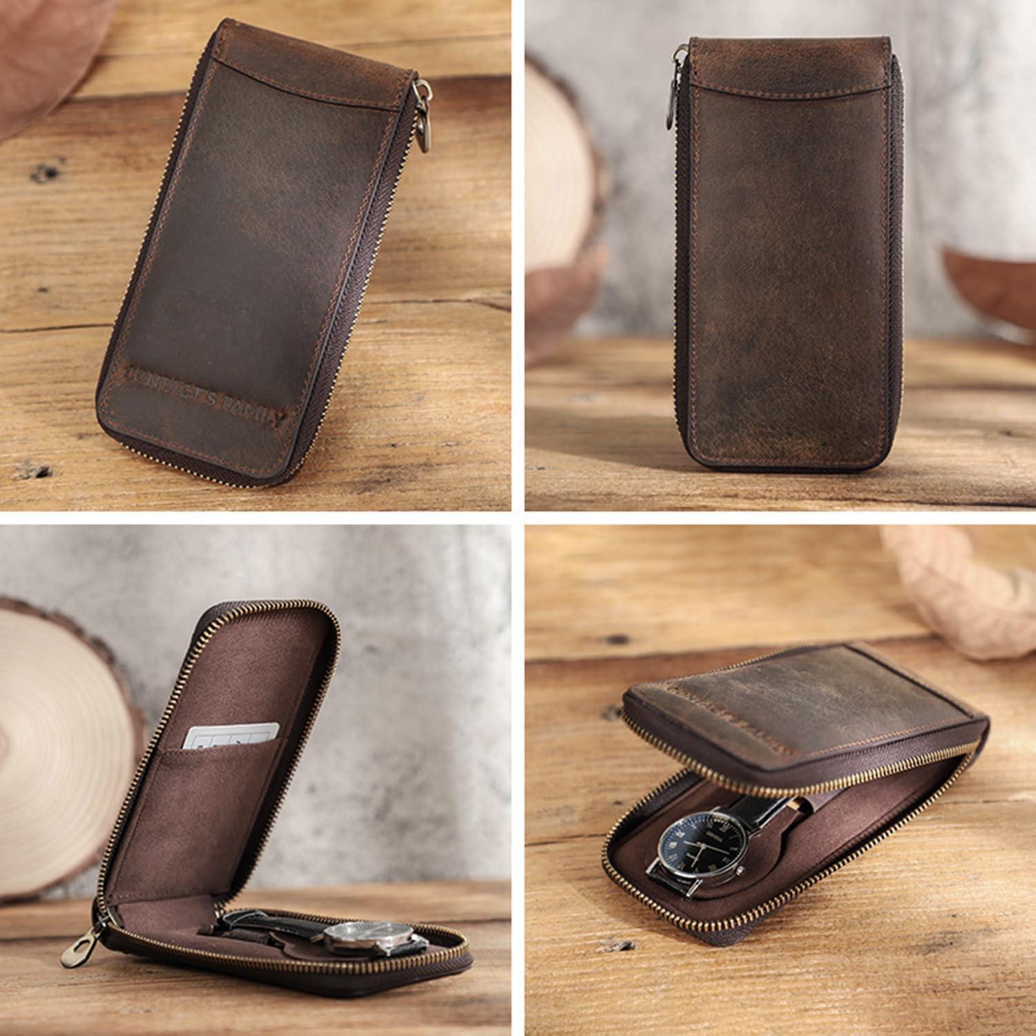 Estuche de Viaje para Reloj Acidea de Cuero Genuino 16.5cm