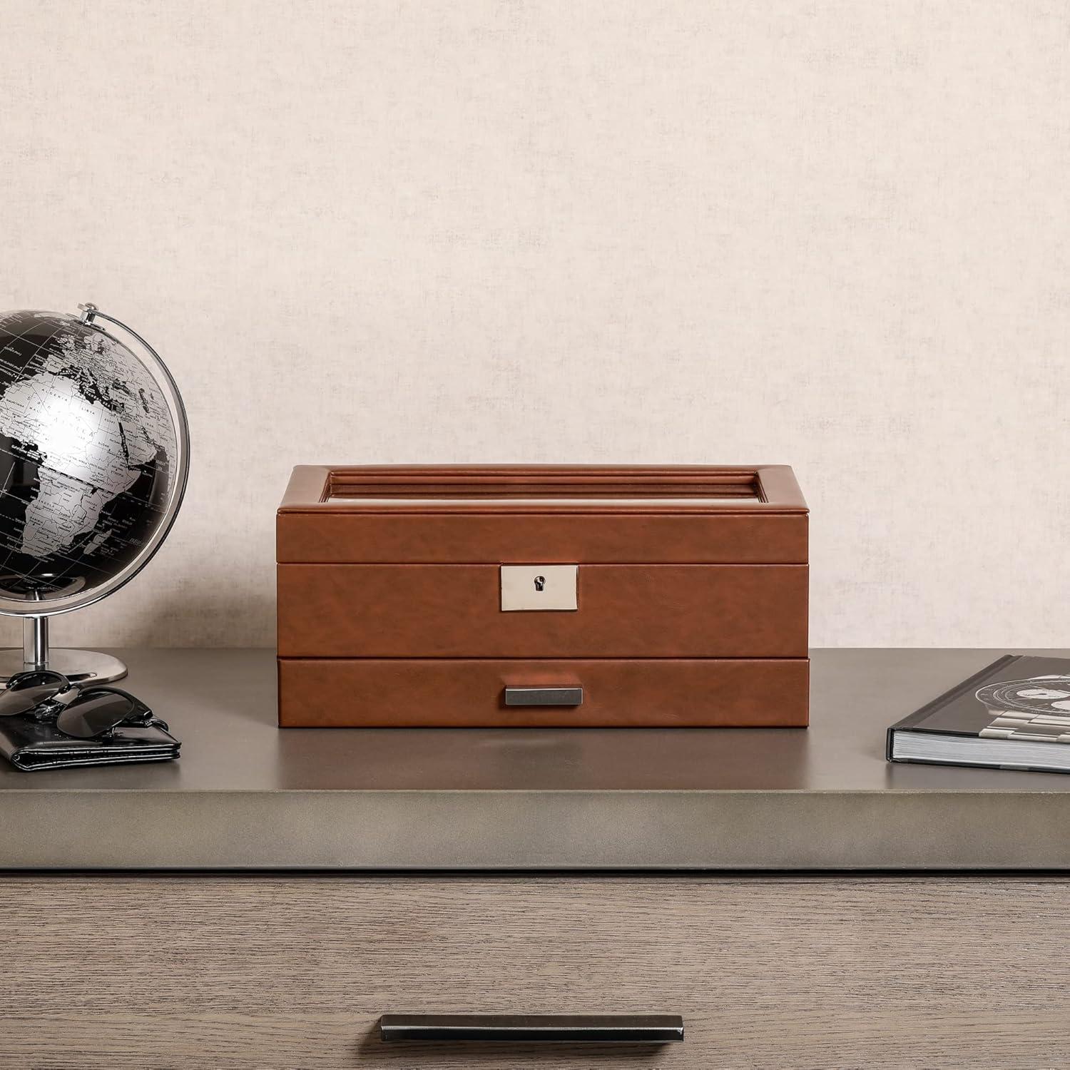 Caja de Relojes Rothwell RW10ATBR en Cuero Sintético 10 Compartimentos