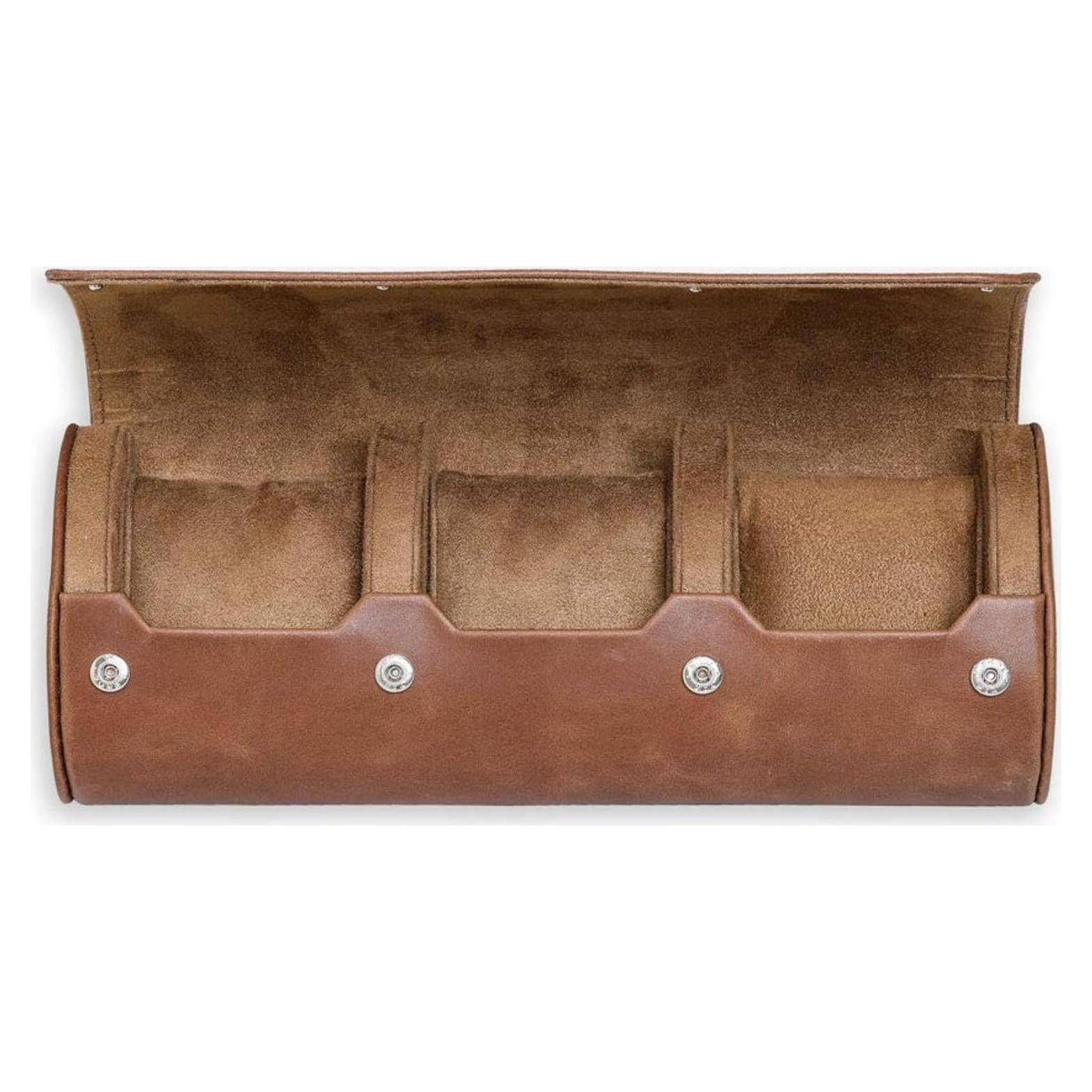 Estuche de Viaje para 3 Relojes Rothwell 100% Cuero Marrón