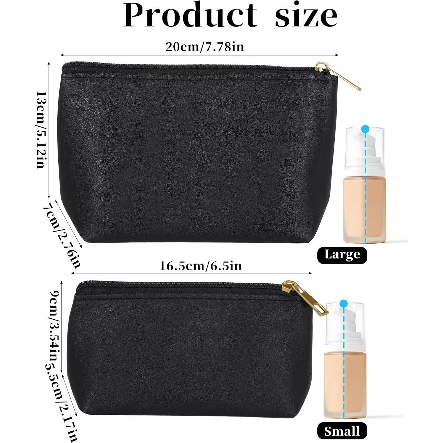 Set de 2 Bolsas de Maquillaje de Cuero Negro Tweruna
