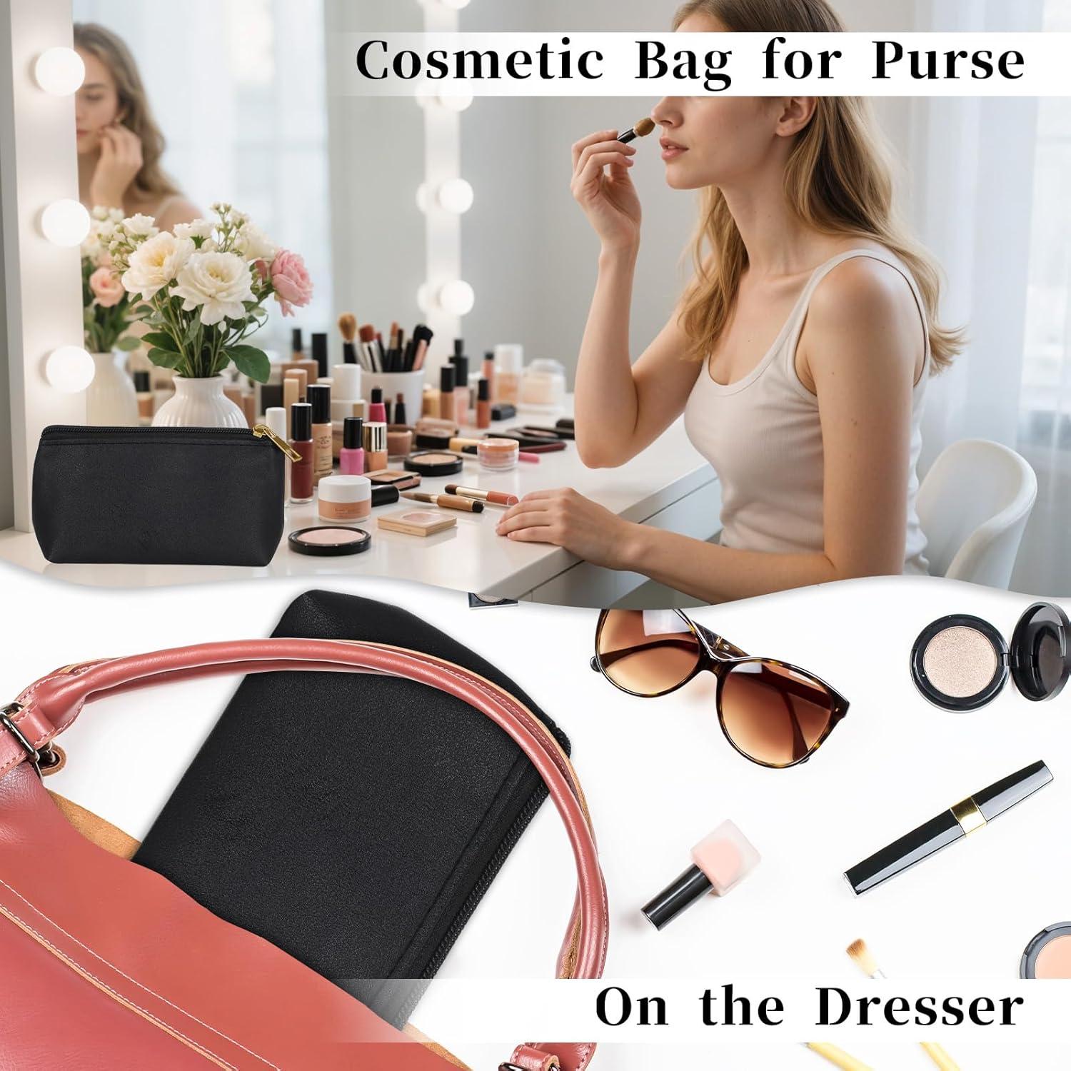 Set de 2 Bolsas de Maquillaje de Cuero Negro Tweruna