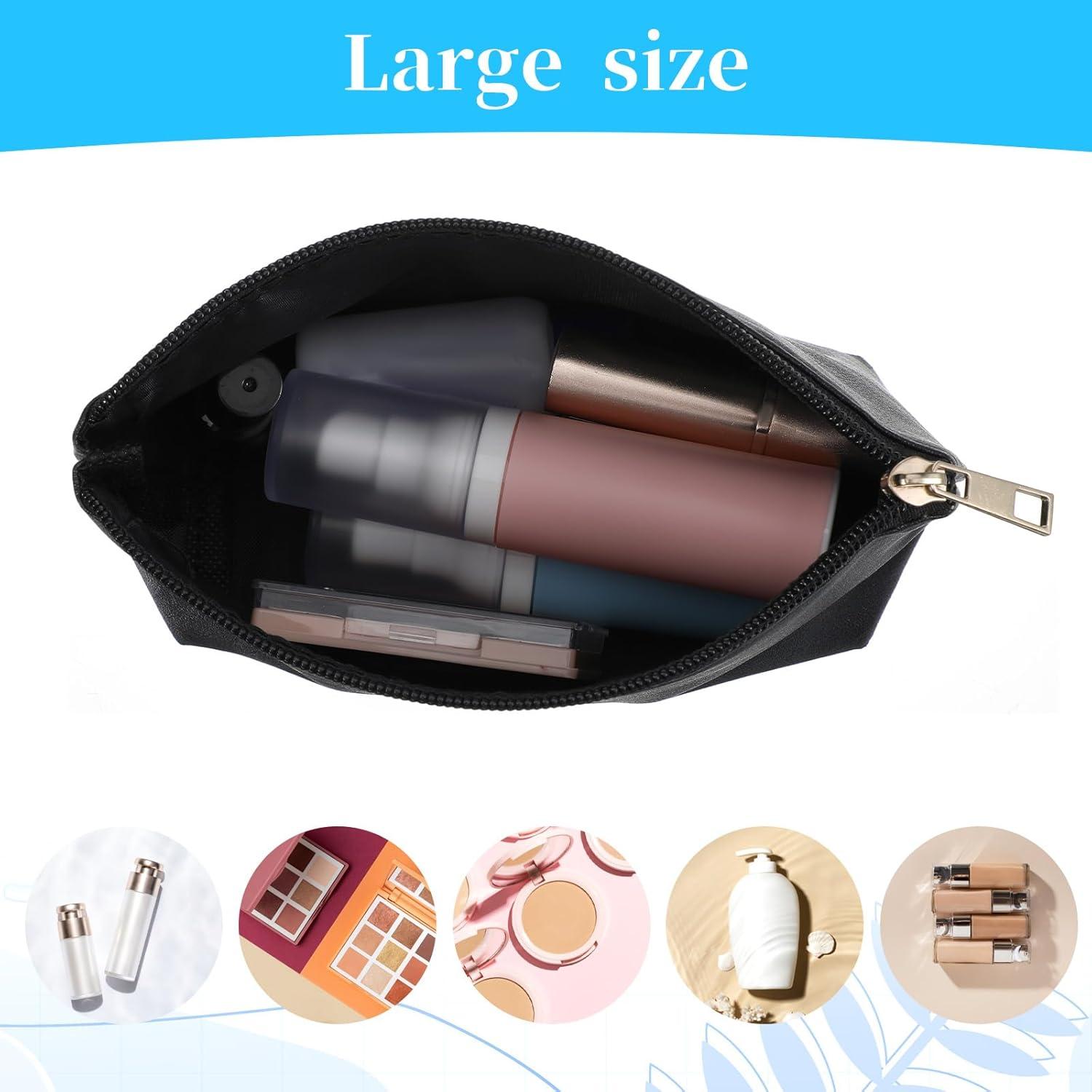 Set de 2 Bolsas de Maquillaje de Cuero Negro Tweruna