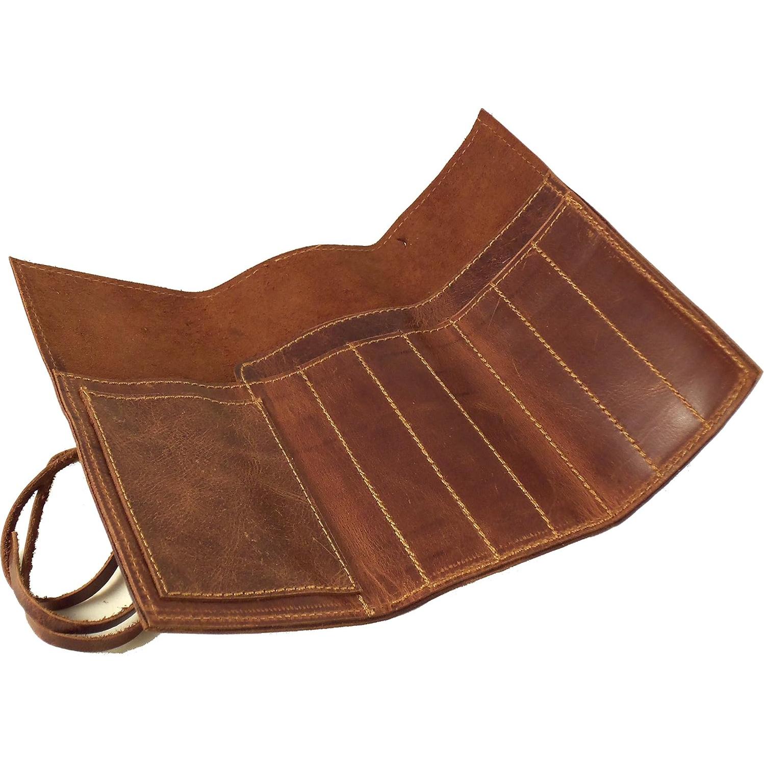 Estuche de Lápices de Cuero Genuino Rustic Ridge - Marrón